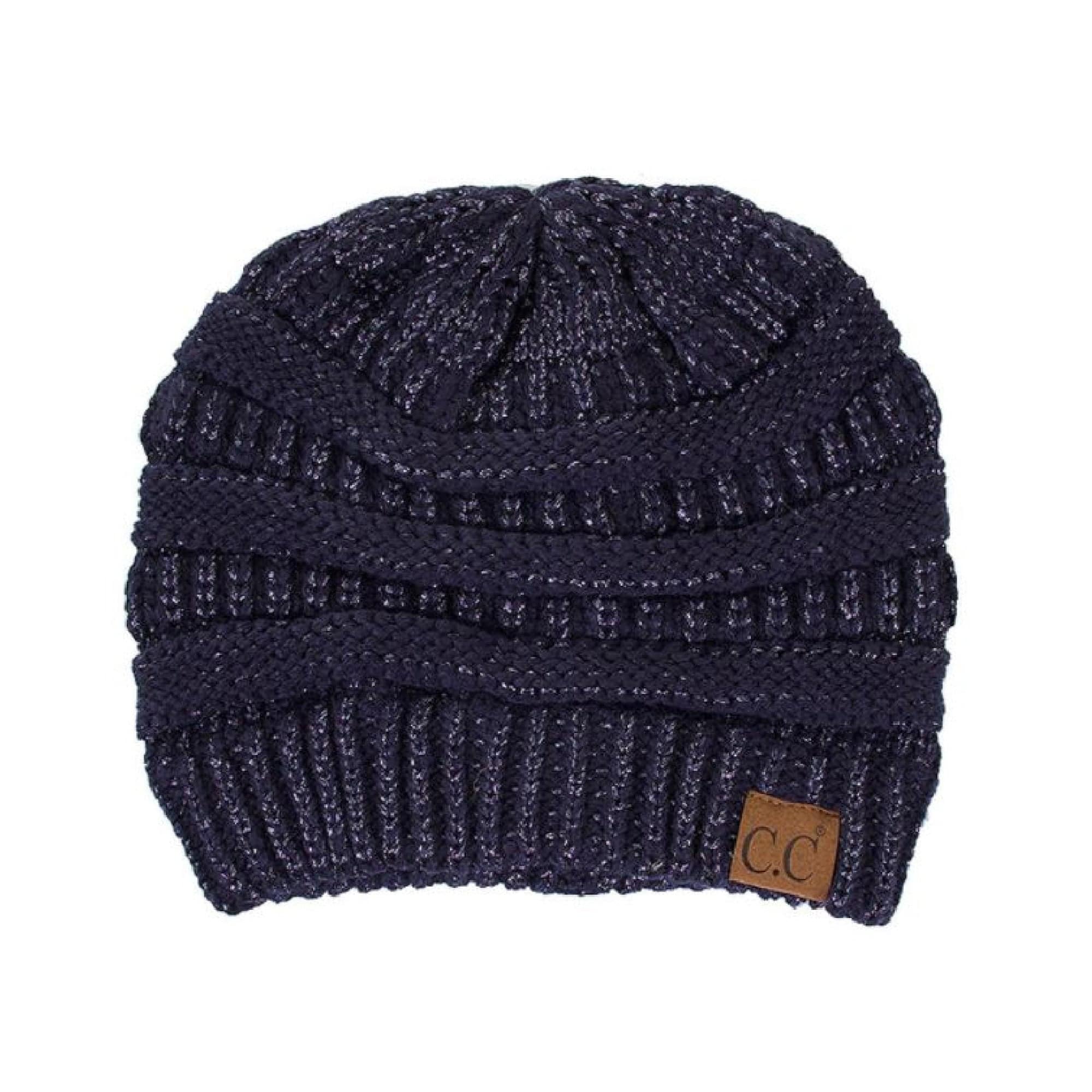 CC Cozy Metallic Cable Knit Skully Beanie in various trending colors with a stylish cable knit pattern and metallic accents.