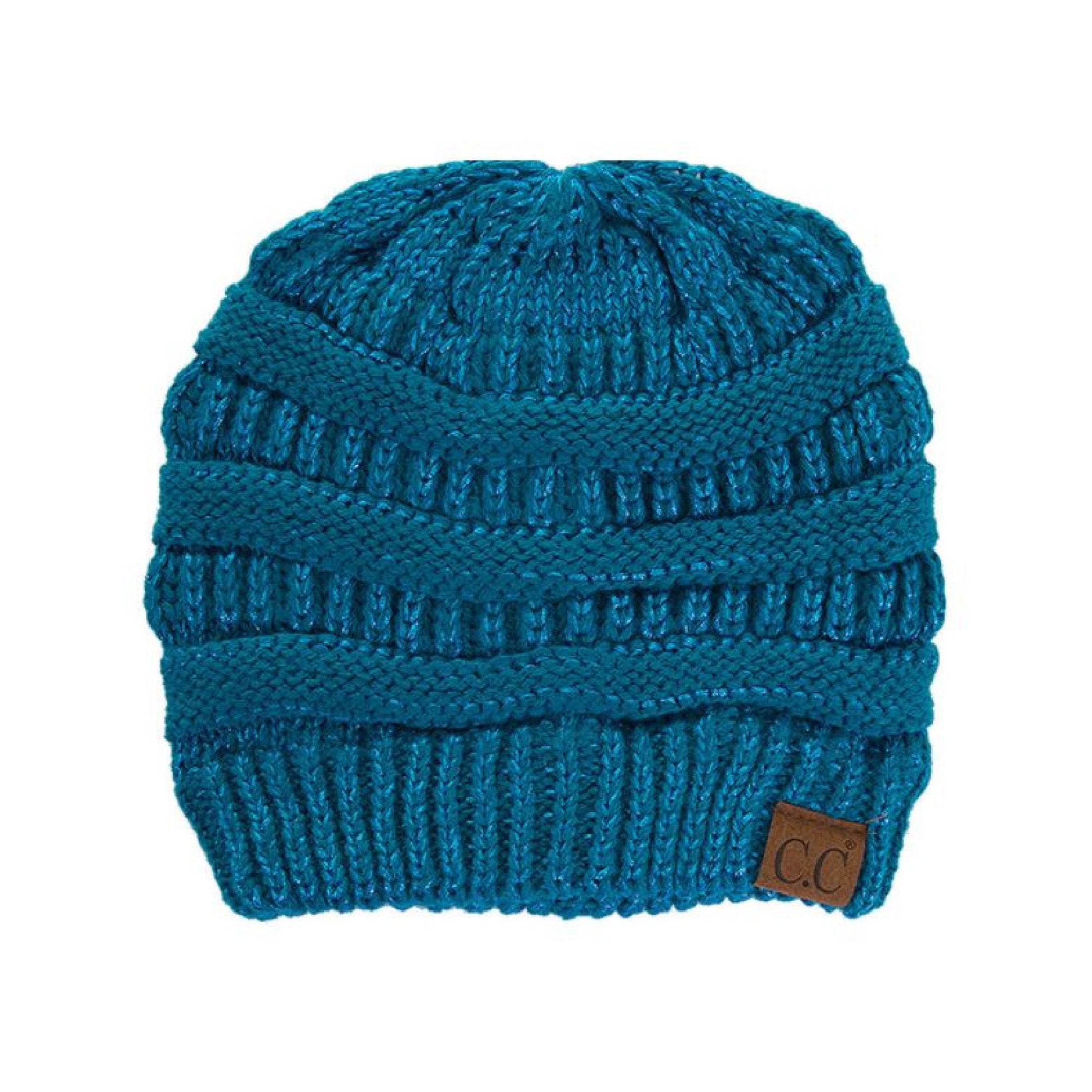 CC Cozy Metallic Cable Knit Skully Beanie in various trending colors with a stylish cable knit pattern and metallic accents.