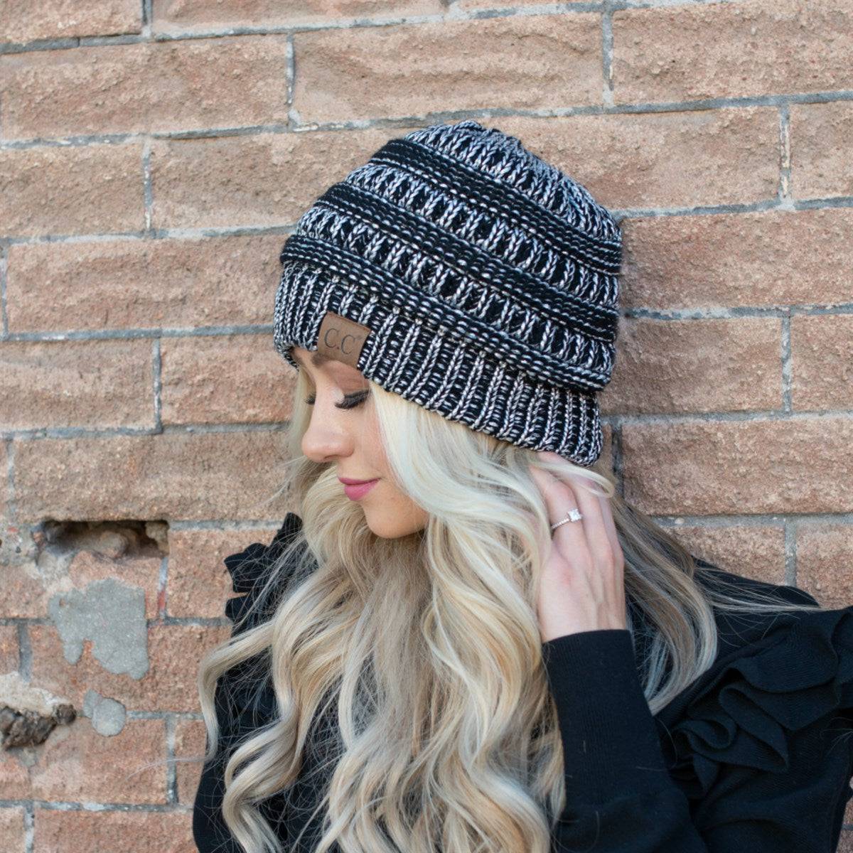 CC Cozy Metallic Cable Knit Skully Beanie in various trending colors with a stylish cable knit pattern and metallic accents.