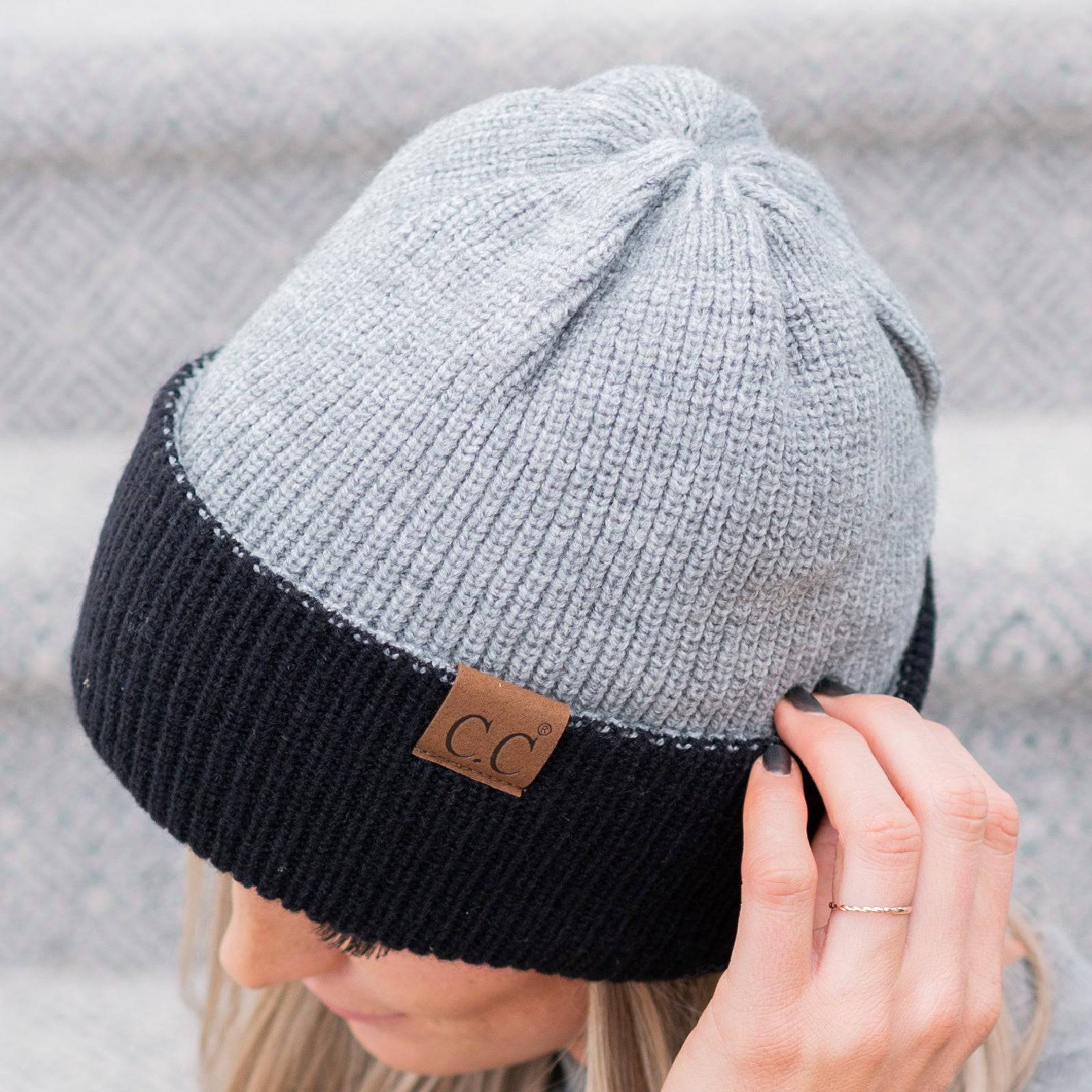 CC Reversible Streetwear Double Layer Beanie showcasing its stylish design and double-layer material in two colors.