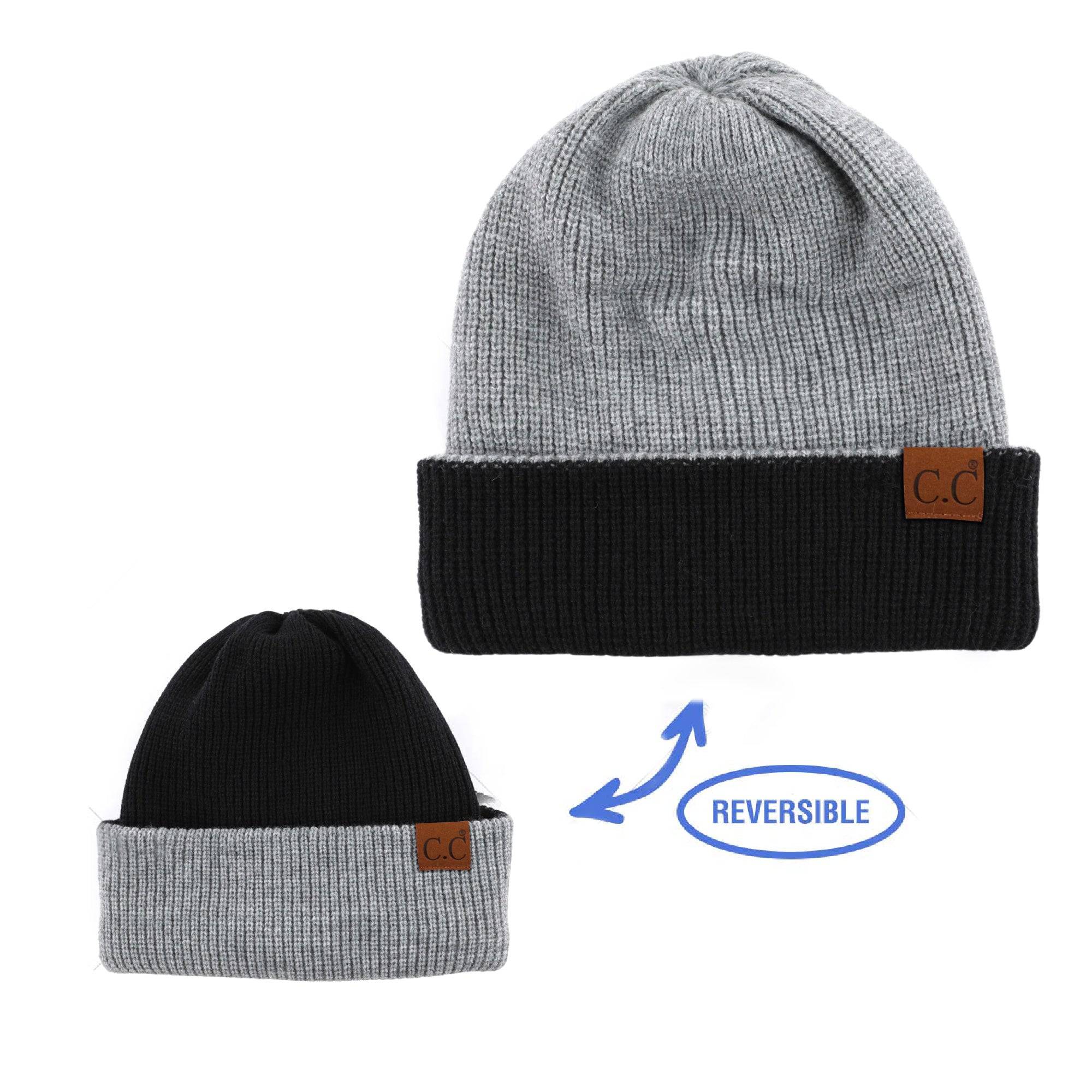 CC Reversible Streetwear Double Layer Beanie showcasing its stylish design and double-layer material in two colors.