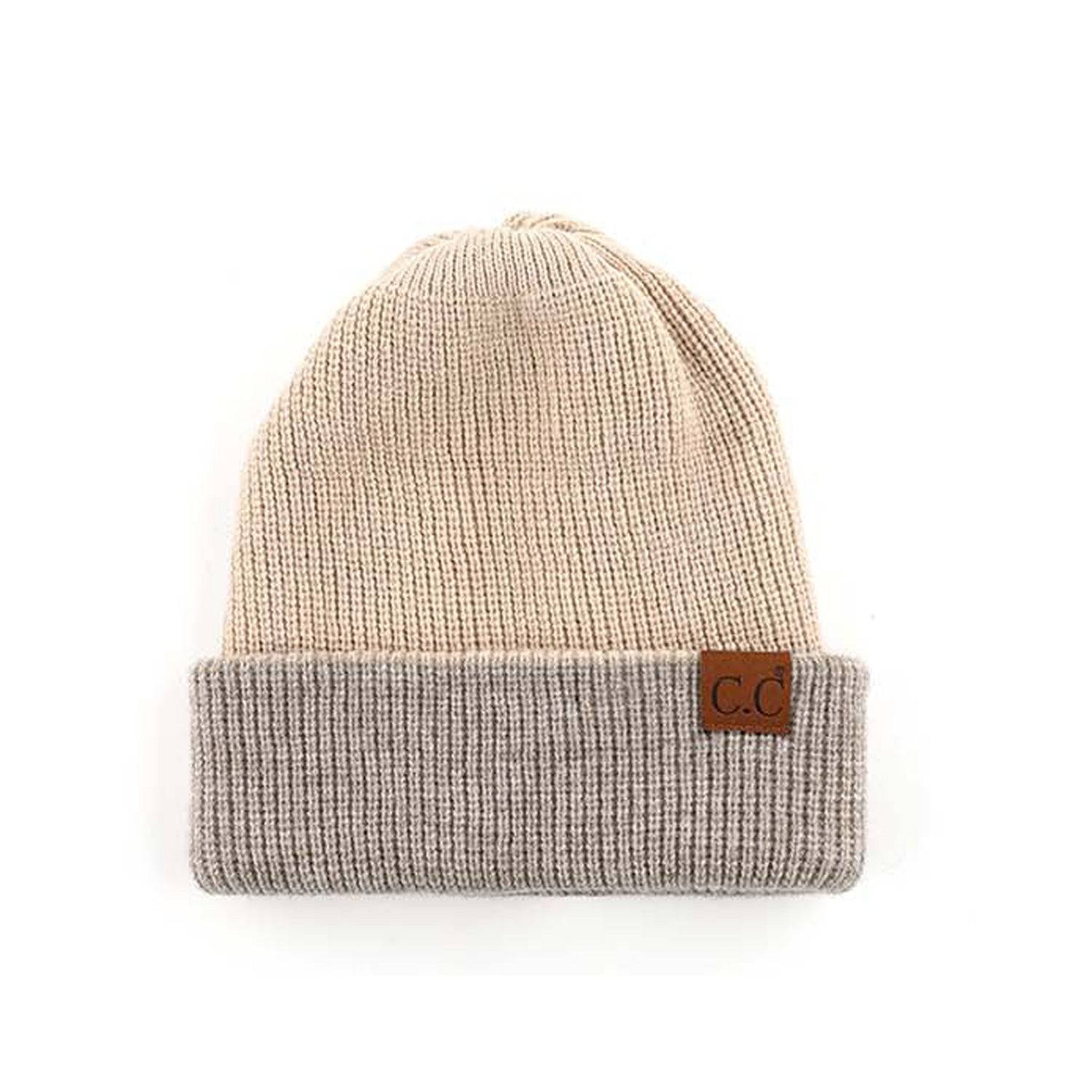 CC Reversible Streetwear Double Layer Beanie showcasing its stylish design and double-layer material in two colors.