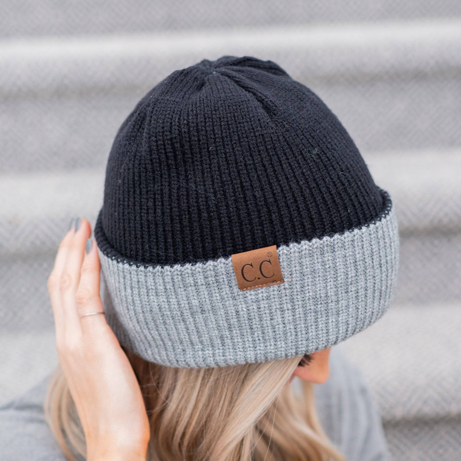 CC Reversible Streetwear Double Layer Beanie showcasing its stylish design and double-layer material in two colors.