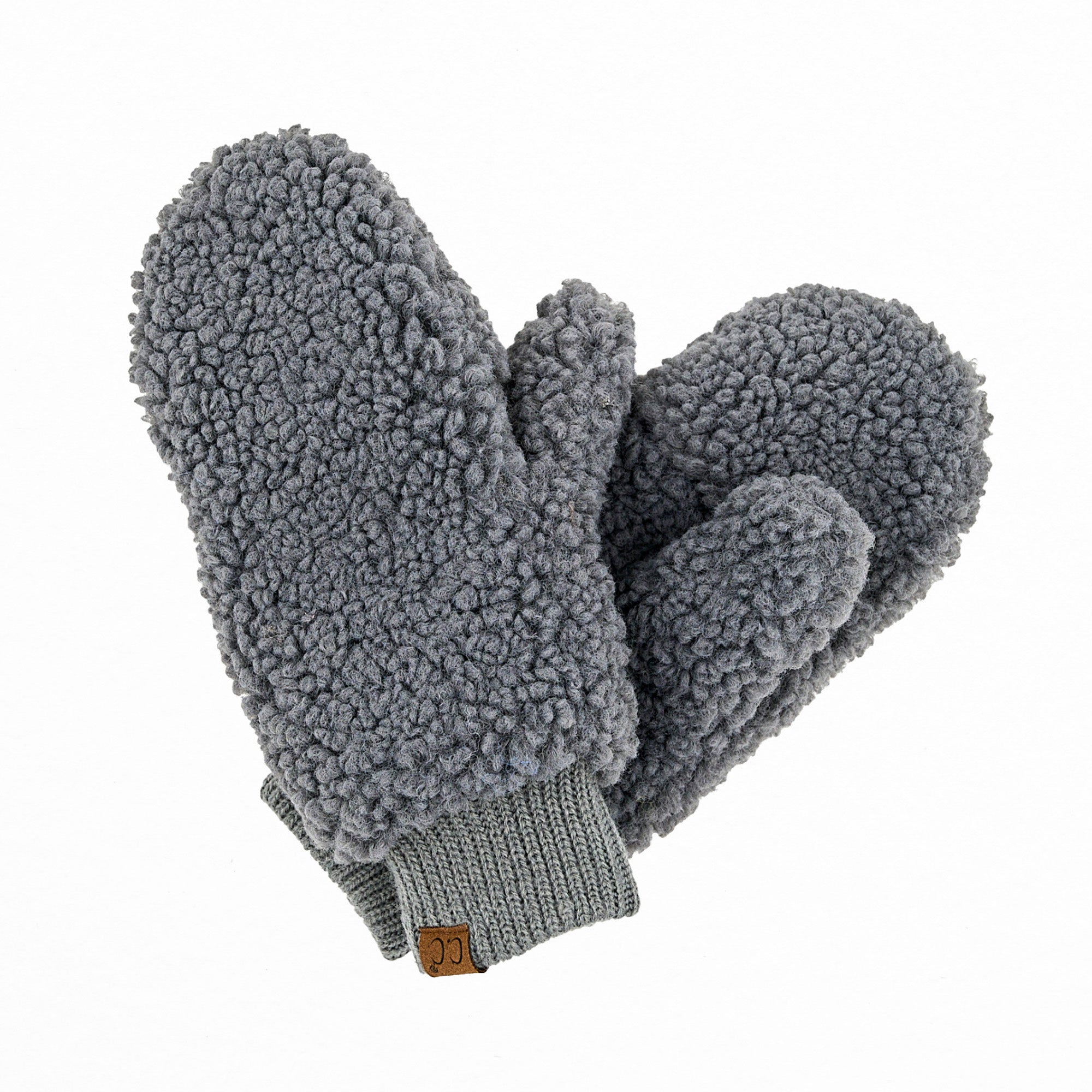 CC Soft Sherpa Accessible Mittens with faux fur lining, showcasing trendy Sherpa material and CC® branding.