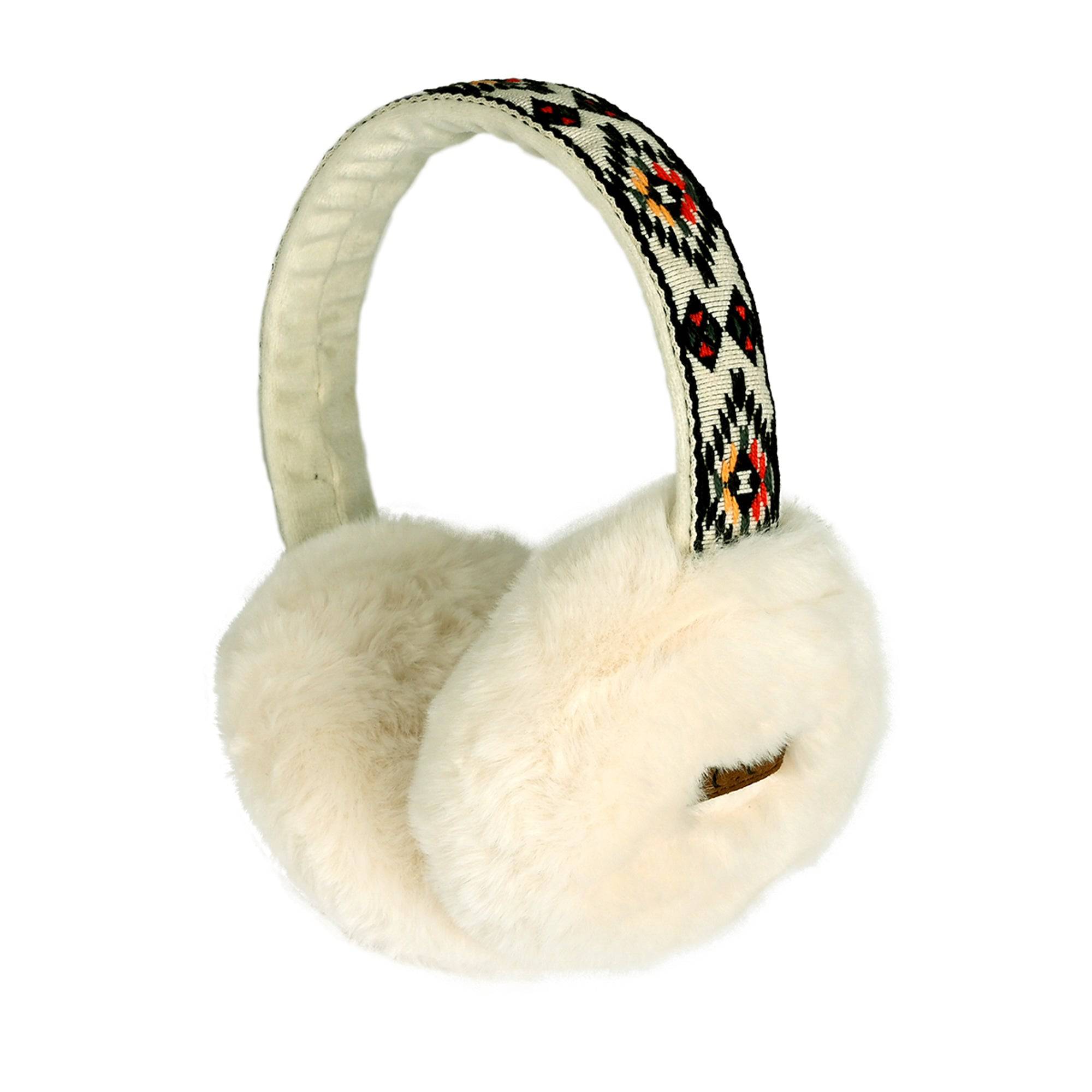 Stylish CC South Western Print Adjustable Earmuff with faux fur lining, perfect for winter wear.