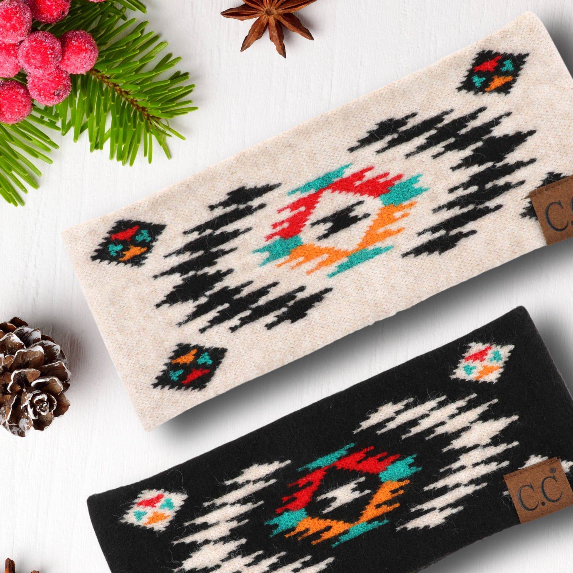 CC South Western Print Head Wrap featuring a vibrant multi-aztec southwestern print, designed for comfort and style.