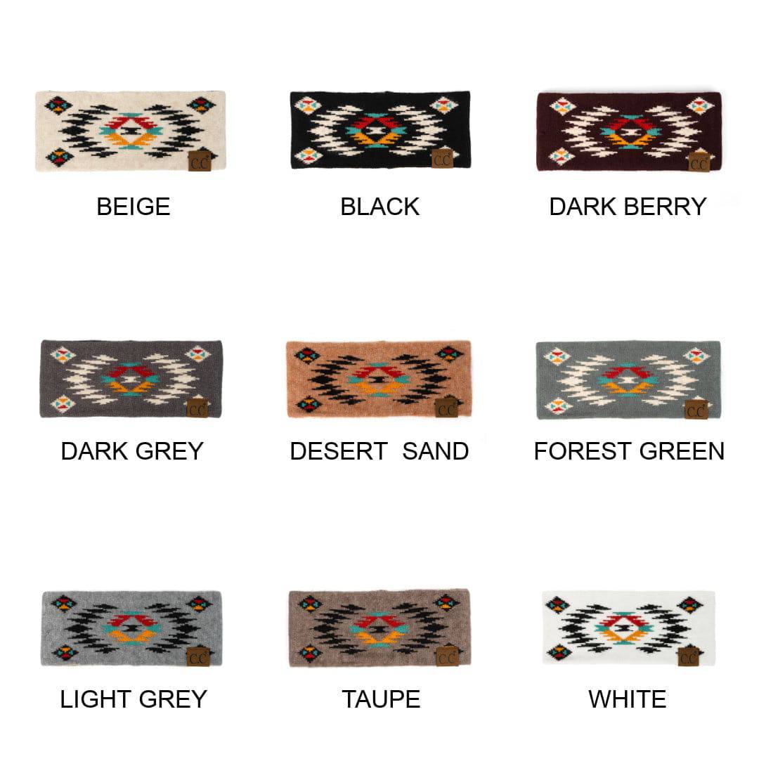 CC South Western Print Head Wrap featuring a vibrant multi-aztec southwestern print, designed for comfort and style.