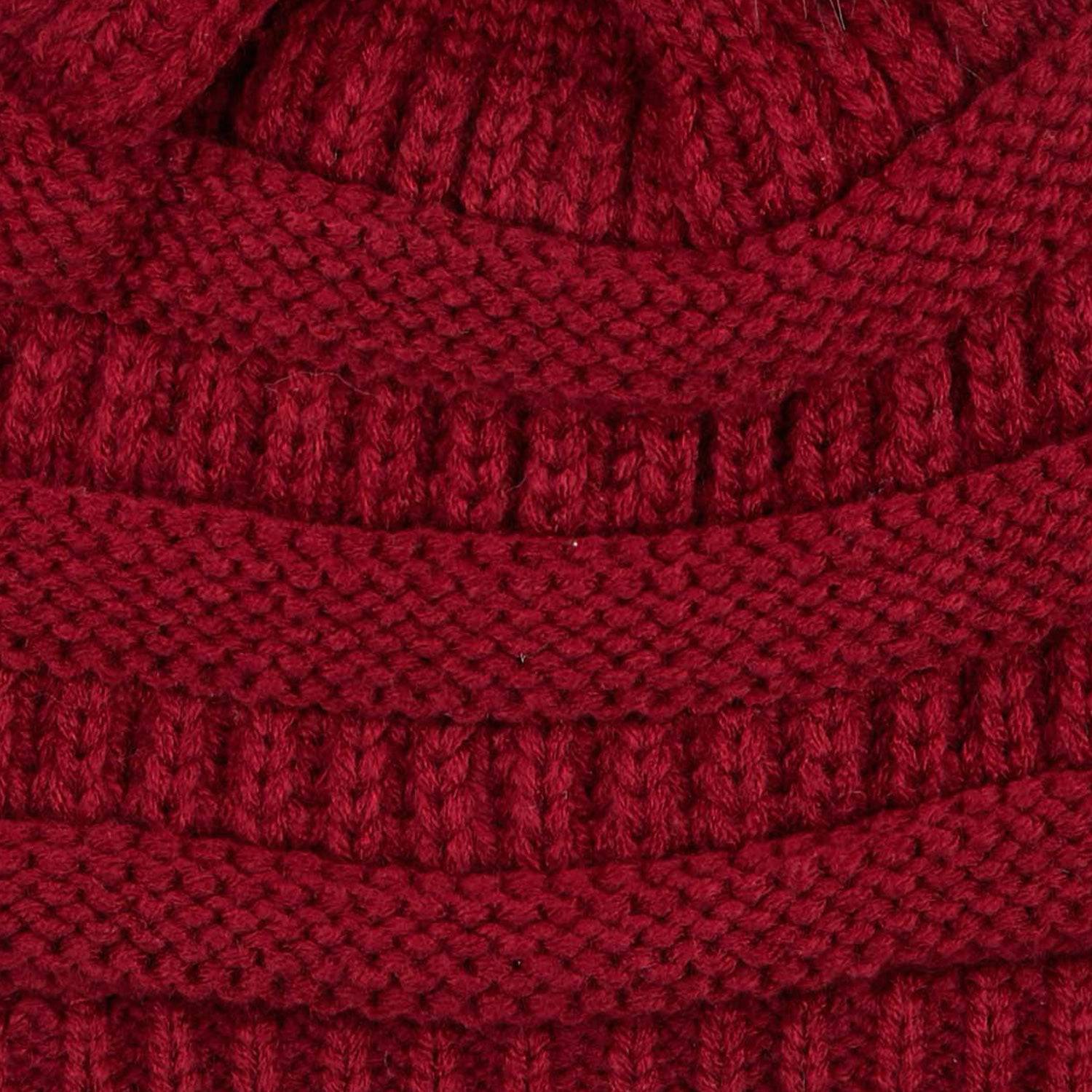 CC Trending Pom Beanie in school spirit colors with a cozy cable knit texture and matching faux fur pom.