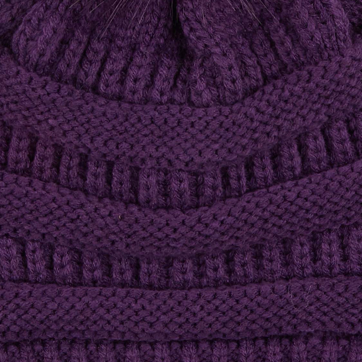 CC Trending Pom Beanie in school spirit colors with a cozy cable knit texture and matching faux fur pom.