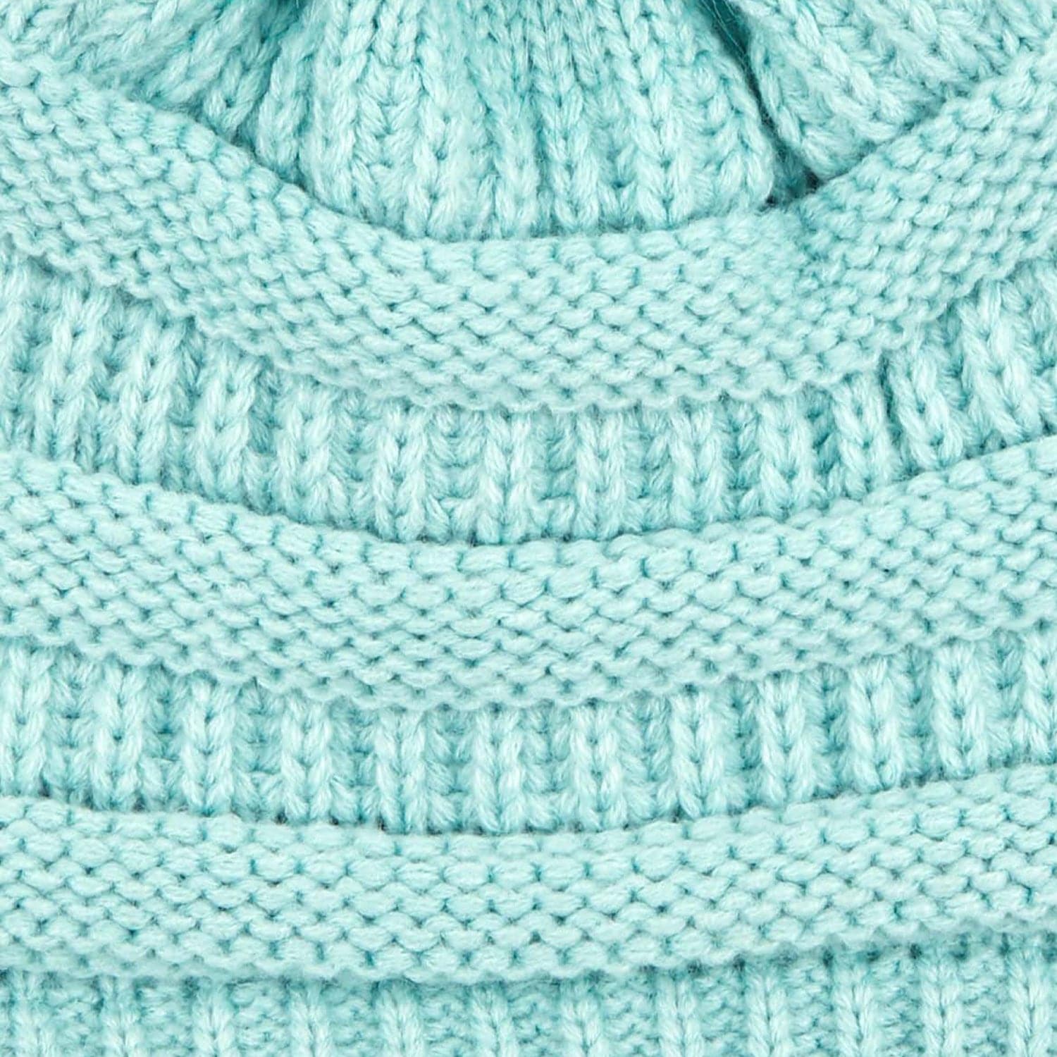 CC Trending Pom Beanie in school spirit colors with a cozy cable knit texture and matching faux fur pom.
