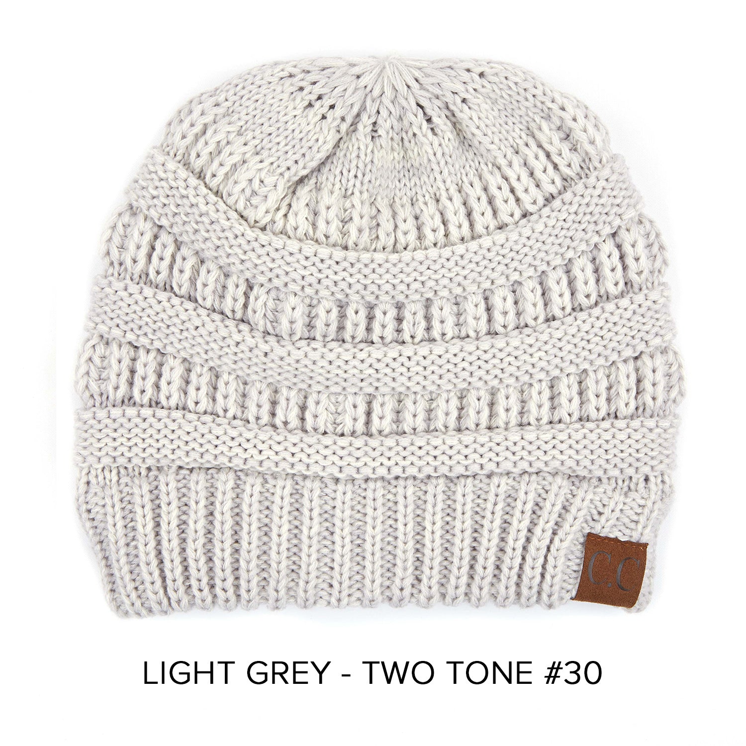 CC Two-Tone Super Soft Beanie Hat in various colors, showcasing its crochet pattern and authentic C.C. branding.