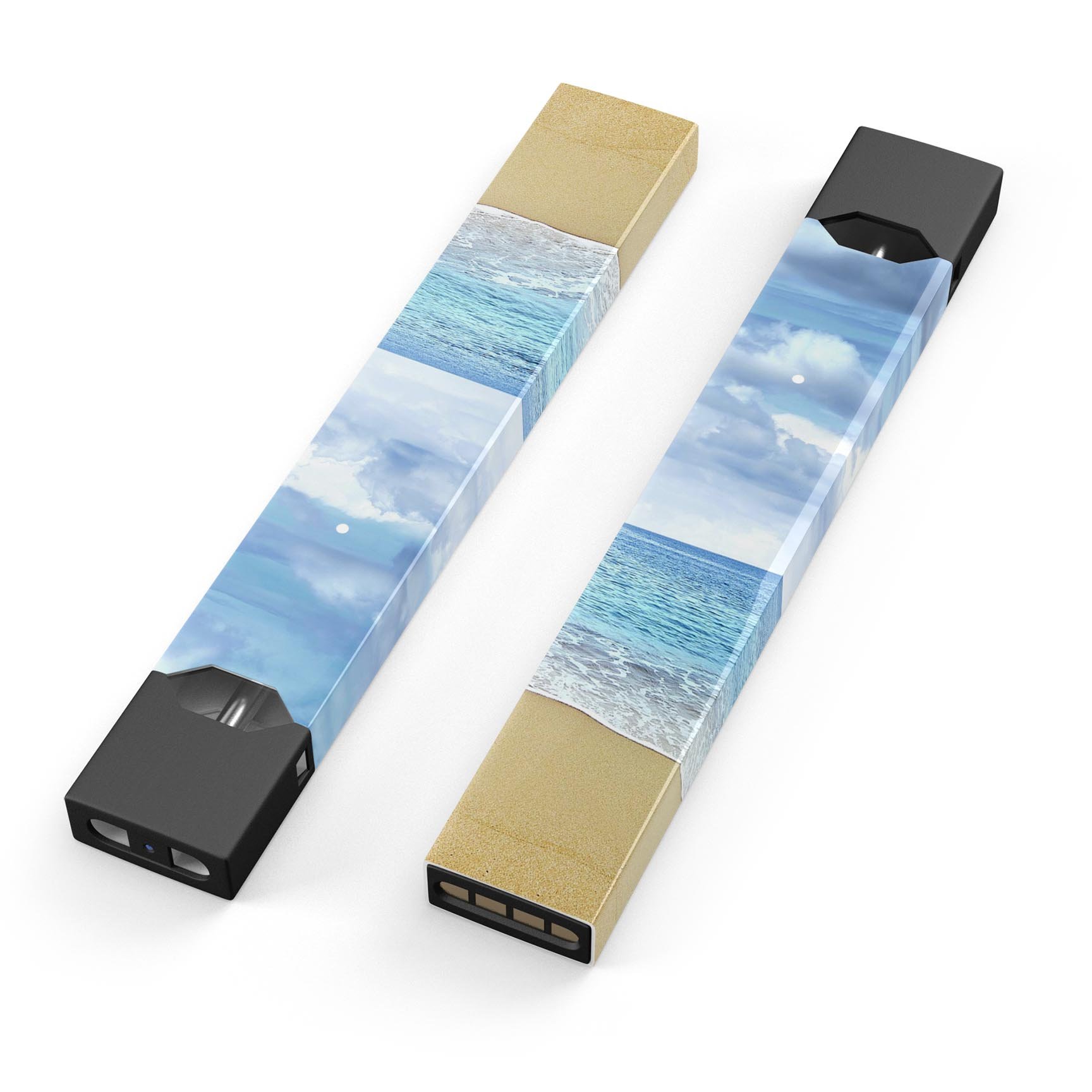 Calm Blue Sky and Sea Shore premium decal skin-wrap for JUUL device, showcasing vibrant blue sky and sea shore design.