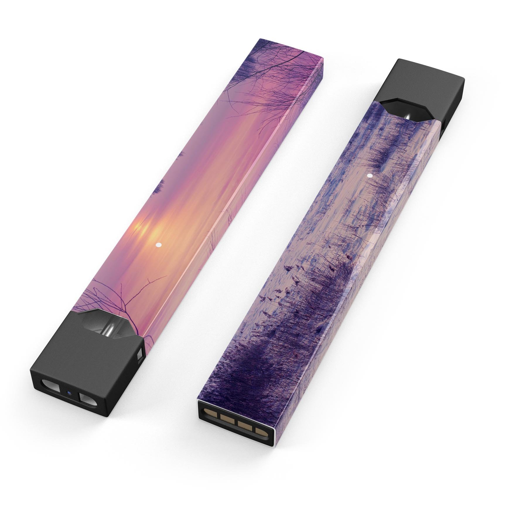 Calm Snowy Sunset premium decal skin-wrap sticker for JUUL device, showcasing a beautiful snowy sunset design.