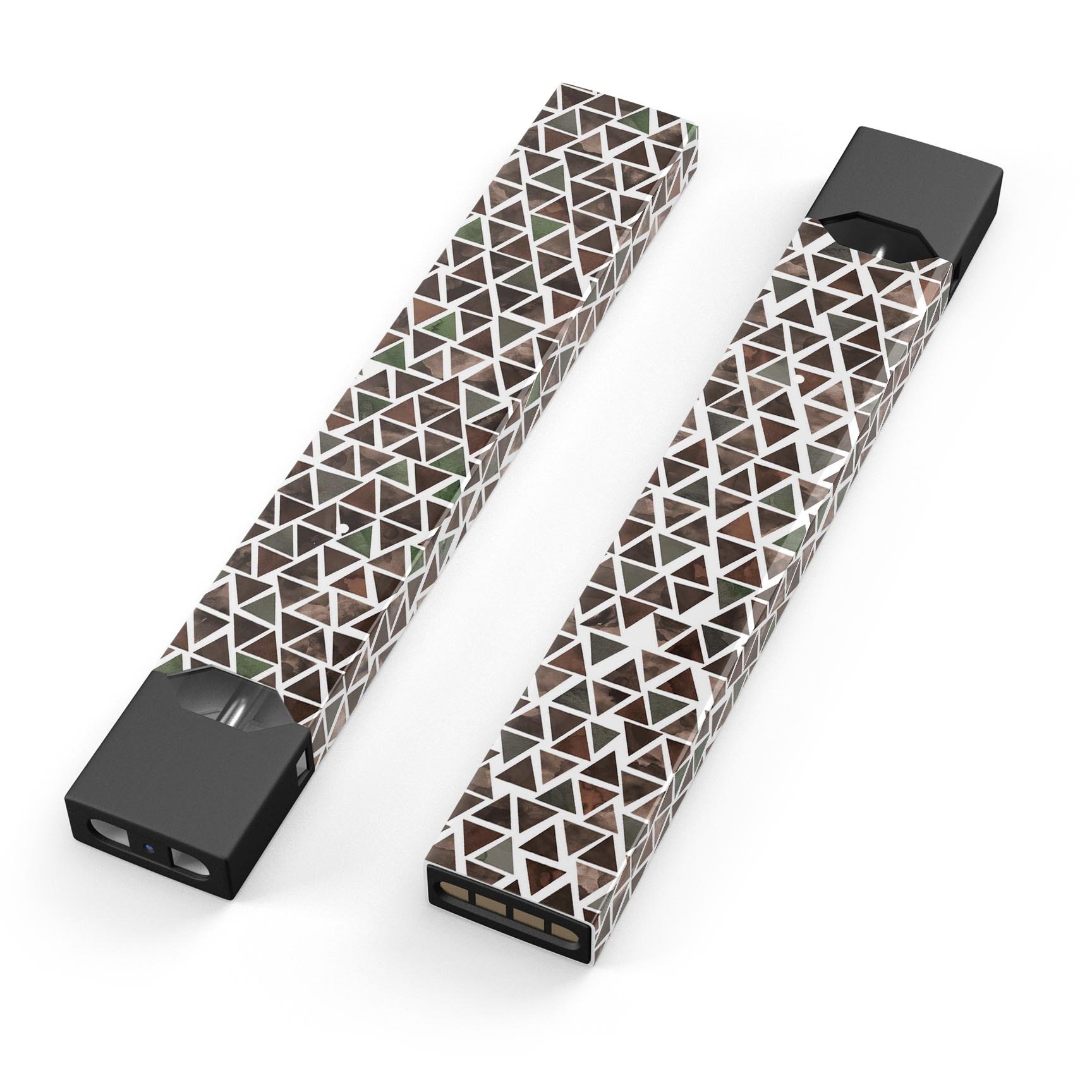 Camo Watercolor Triangle Pattern skin-wrap for JUUL vaping device, showcasing vibrant colors and precise cut.