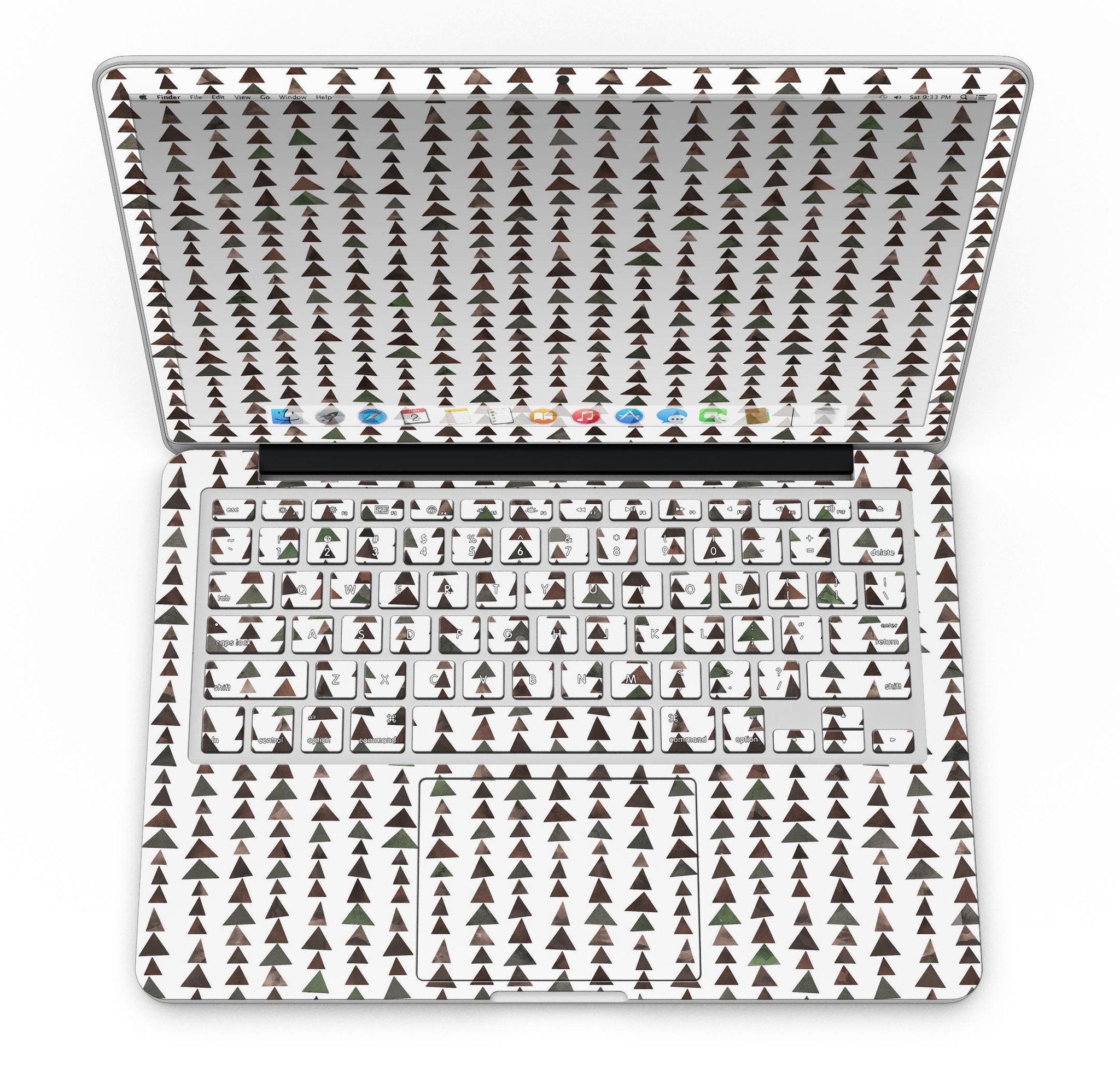 Camo Watercolor Triangle Pattern V2 skin for MacBook Pro with Retina Display, showcasing vibrant colors and unique design.