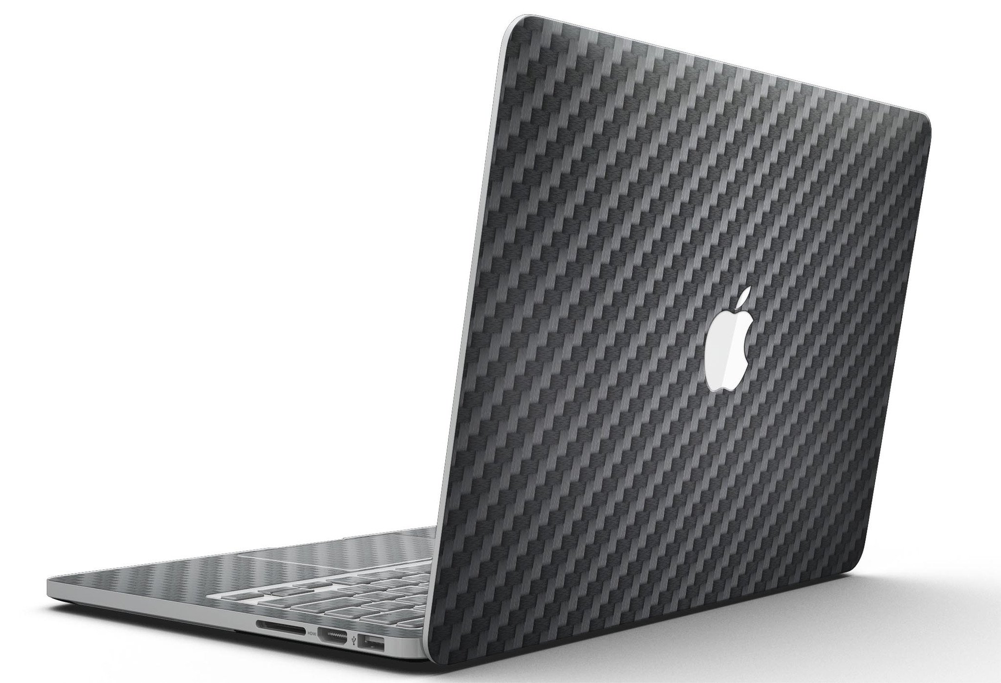 Carbon Fiber Texture skin applied to a MacBook Pro with Retina Display, showcasing a sleek and stylish design.