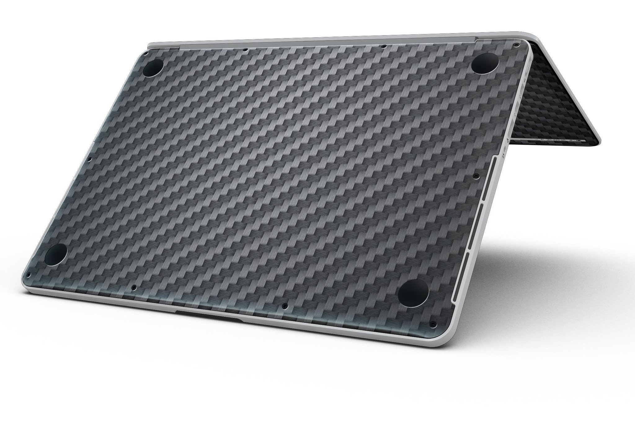 Carbon Fiber Texture skin applied to a MacBook Pro with Retina Display, showcasing a sleek and stylish design.