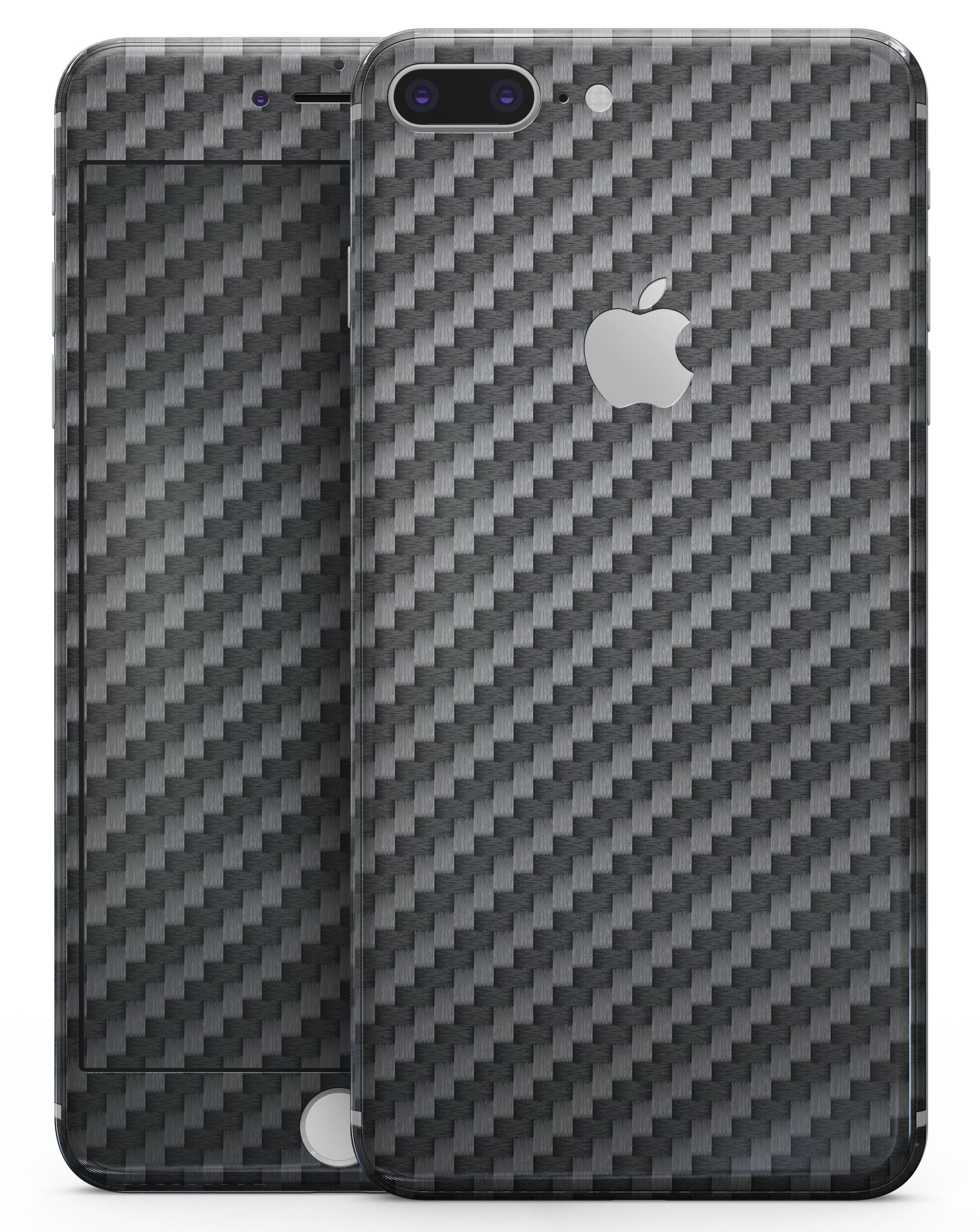 Carbon Fiber Texture Skin-kit for iPhone 8 and 8 Plus, showcasing sleek design and premium vinyl material.