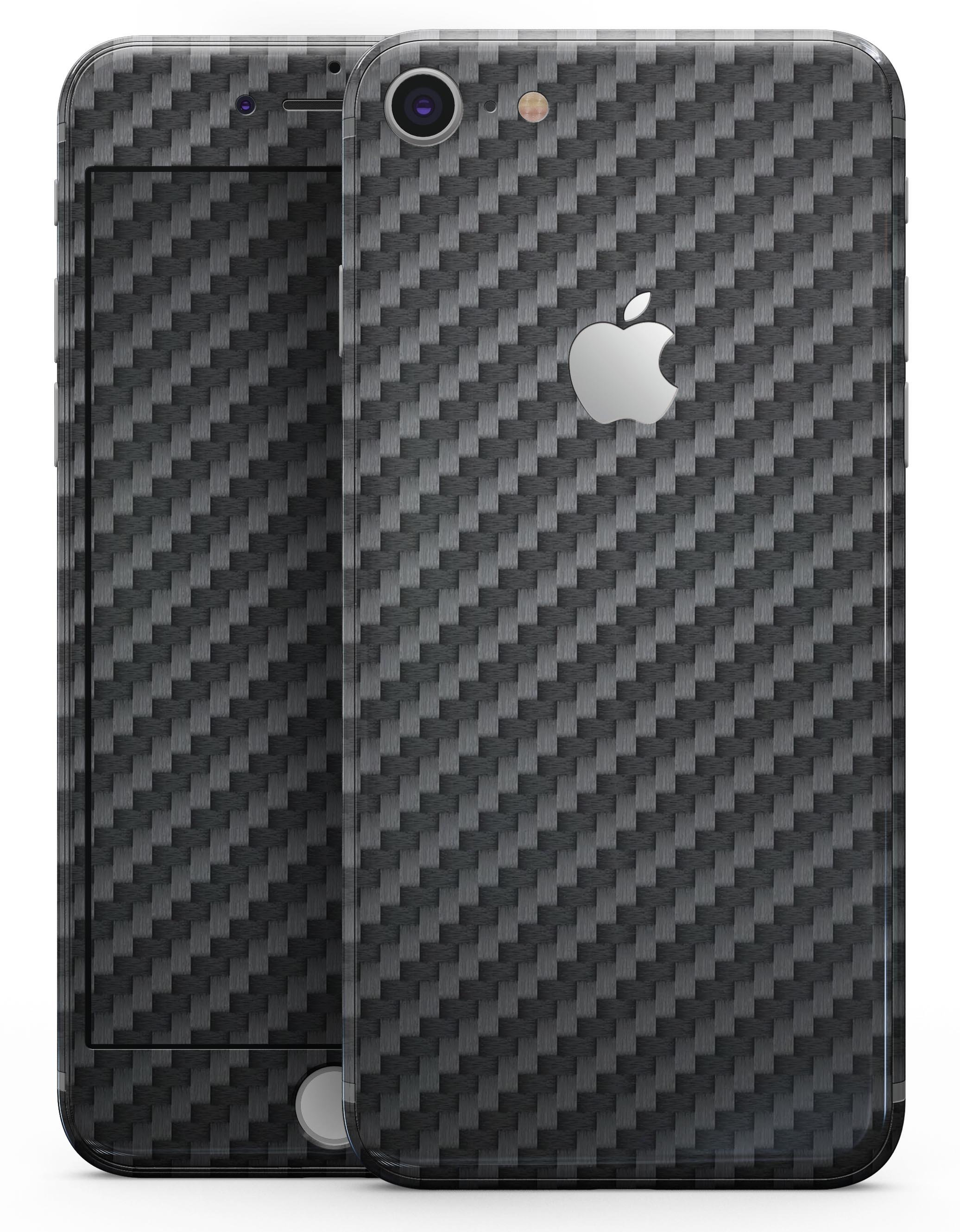 Carbon Fiber Texture Skin-kit for iPhone 8 and 8 Plus, showcasing sleek design and premium vinyl material.