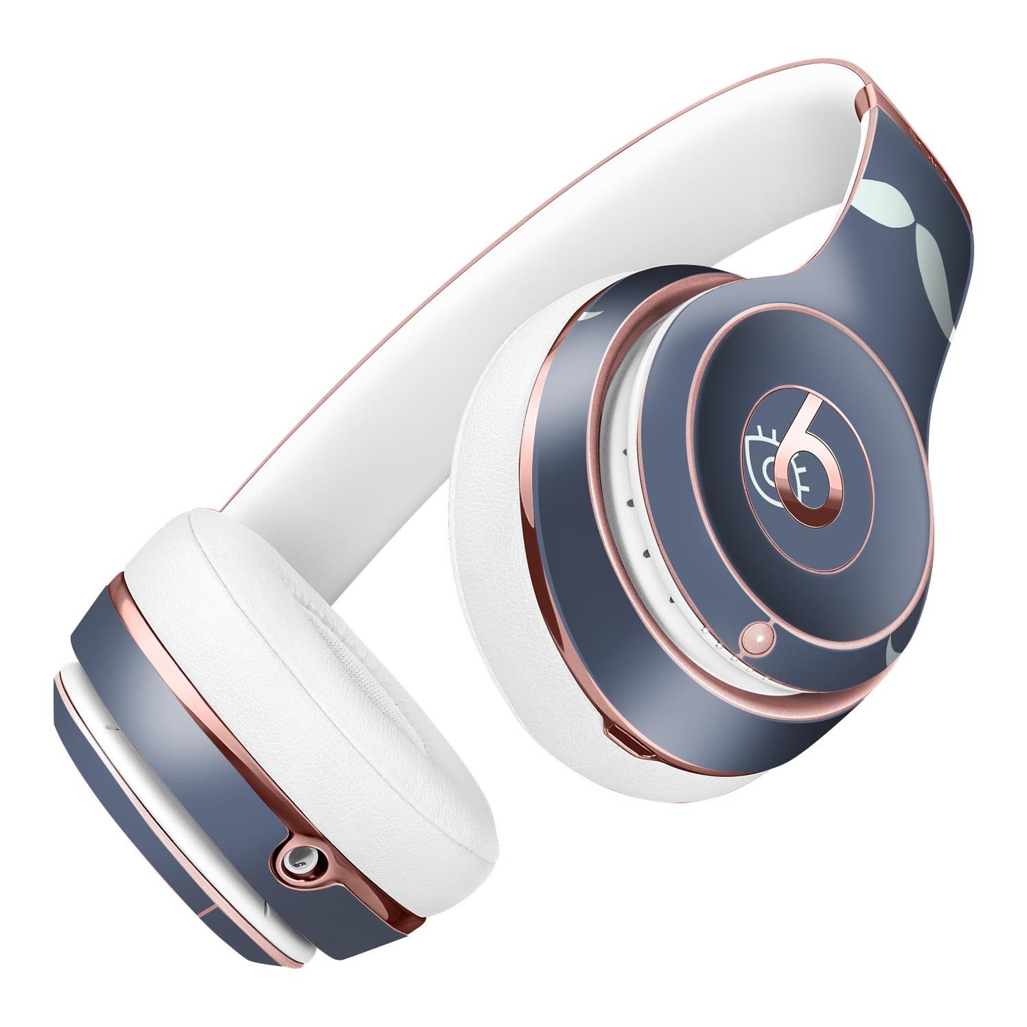 Cartoon Eyes Mustache design skin for Beats by Dre Solo 3 Wireless Headphones, featuring a navy pattern for stylish protection.