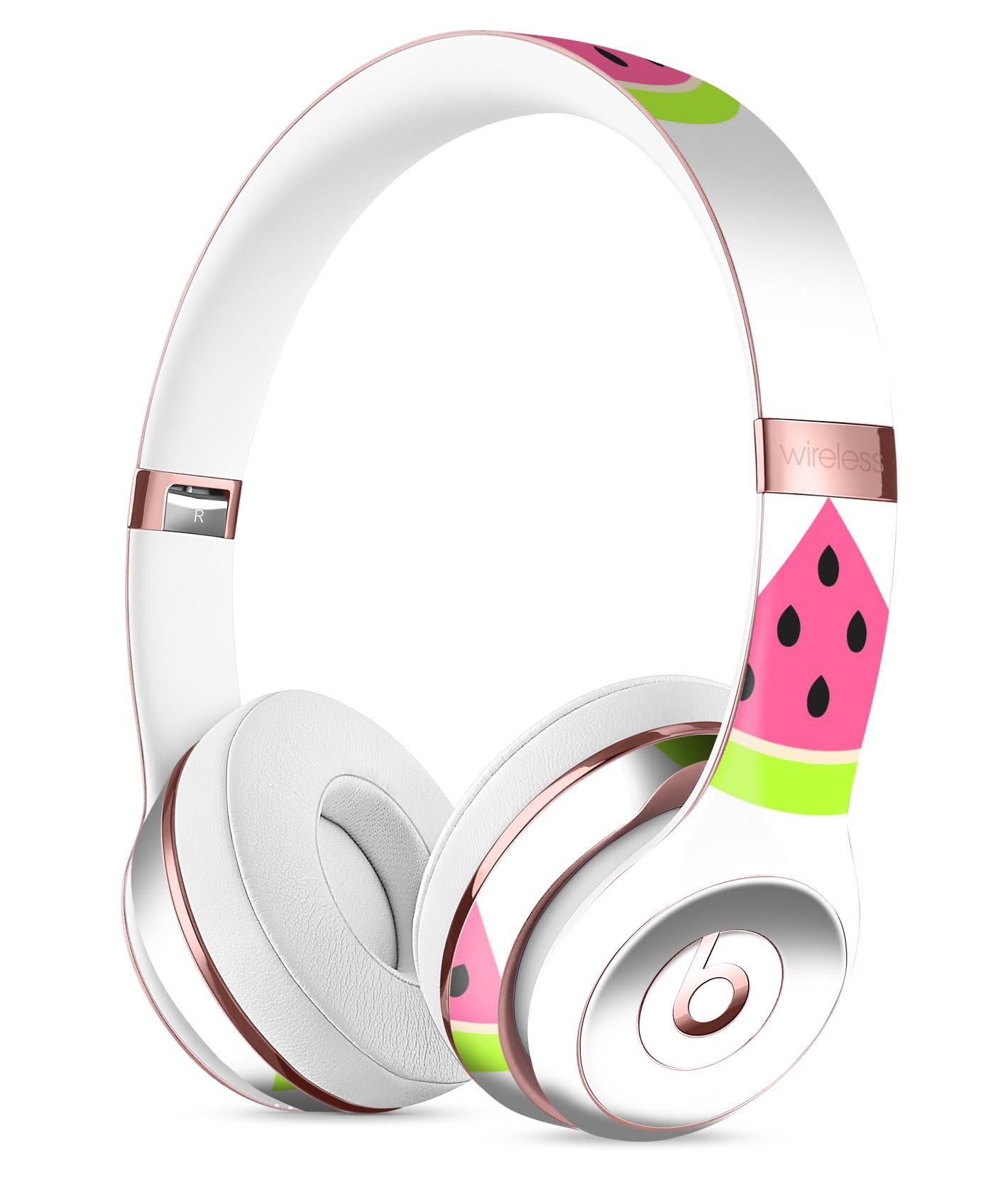 Cartoon Watermelon Pattern Skin Kit for Beats by Dre Solo 3 Wireless Headphones, showcasing vibrant colors and unique design.