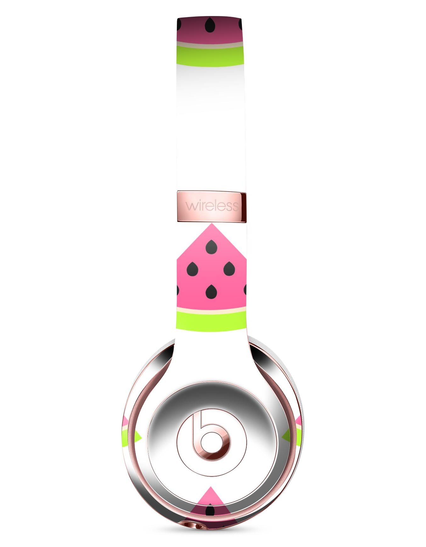 Cartoon Watermelon Pattern Skin Kit for Beats by Dre Solo 3 Wireless Headphones, showcasing vibrant colors and unique design.