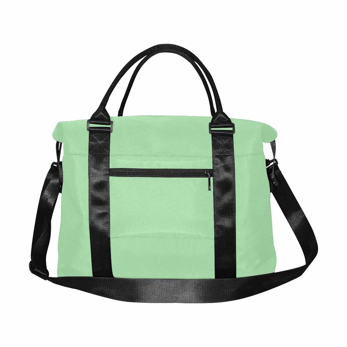 Celadon Green Duffel Bag showcasing its large size and durable oxford fabric, perfect for travel.