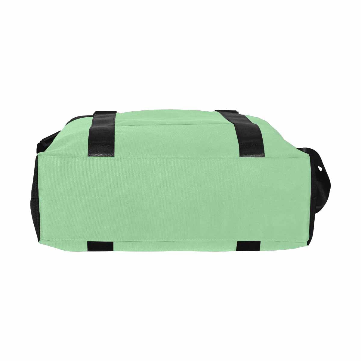 Celadon Green Duffel Bag showcasing its large size and durable oxford fabric, perfect for travel.