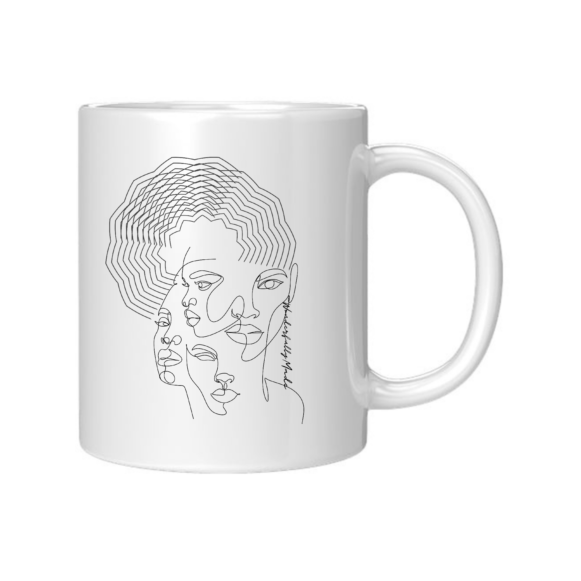 Ceramic Coffee Mug 11oz in glossy black finish with the phrase 'Every Woman Is Wonderfully Made' elegantly displayed.