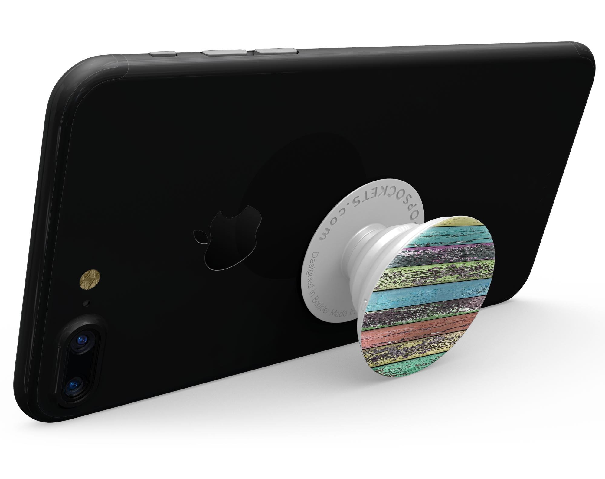 Chipped Pastel Paint Skin Kit for PopSockets, showcasing a colorful and stylish design on a smartphone grip.