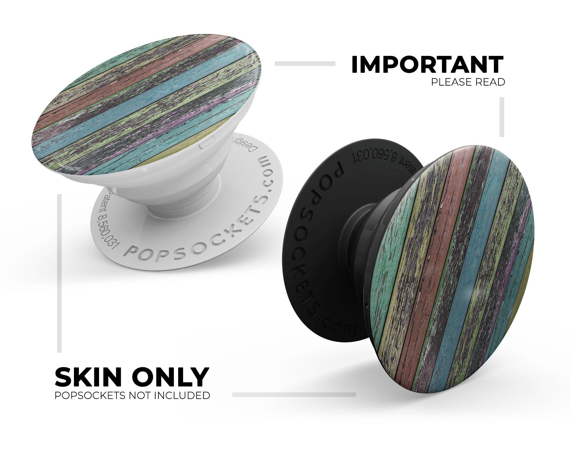 Chipped Pastel Paint Skin Kit for PopSockets, showcasing a colorful and stylish design on a smartphone grip.