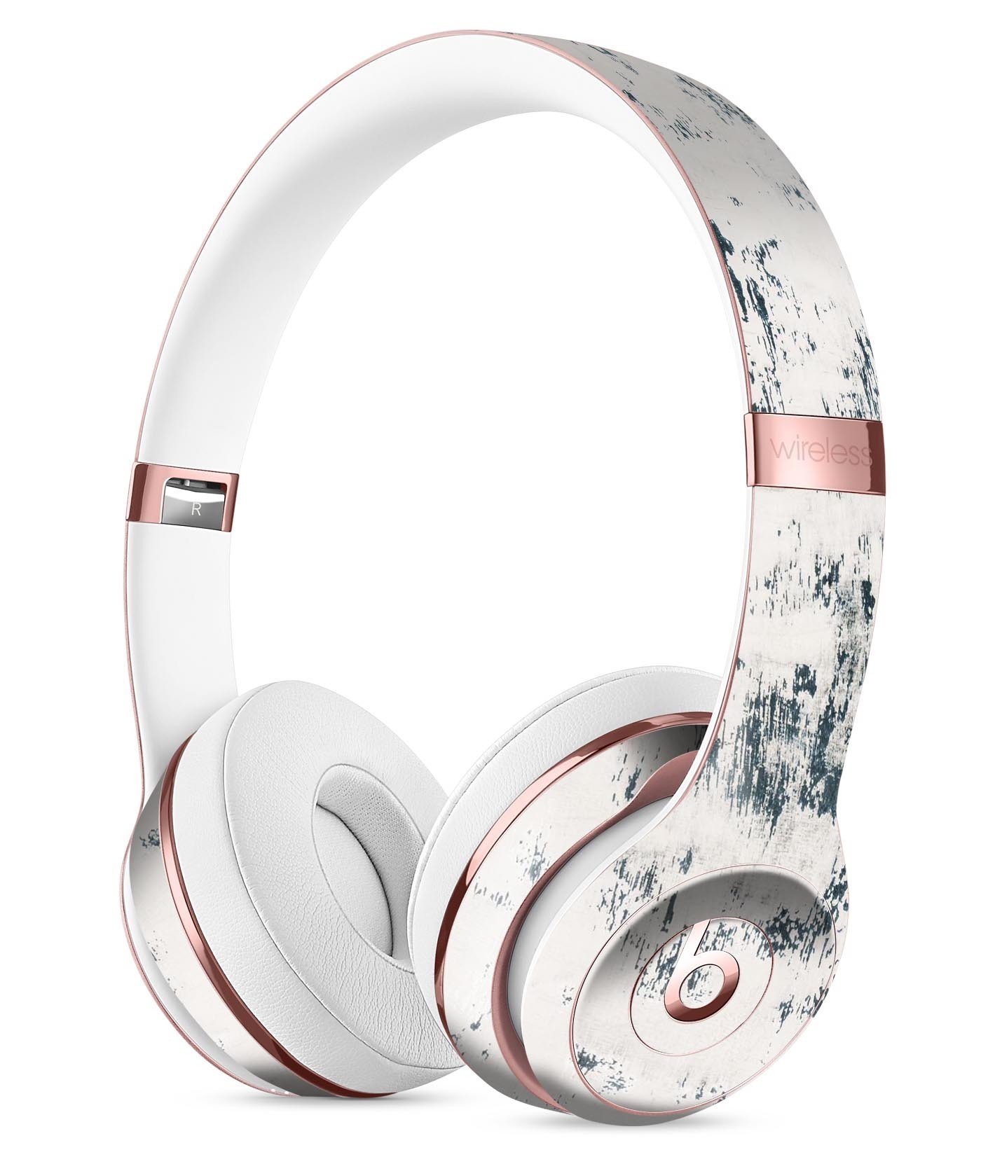 Chipped White Painted Surface Full-Body Skin Kit for Beats by Dre Solo 3 Wireless Headphones, showcasing a stylish design and premium vinyl material.