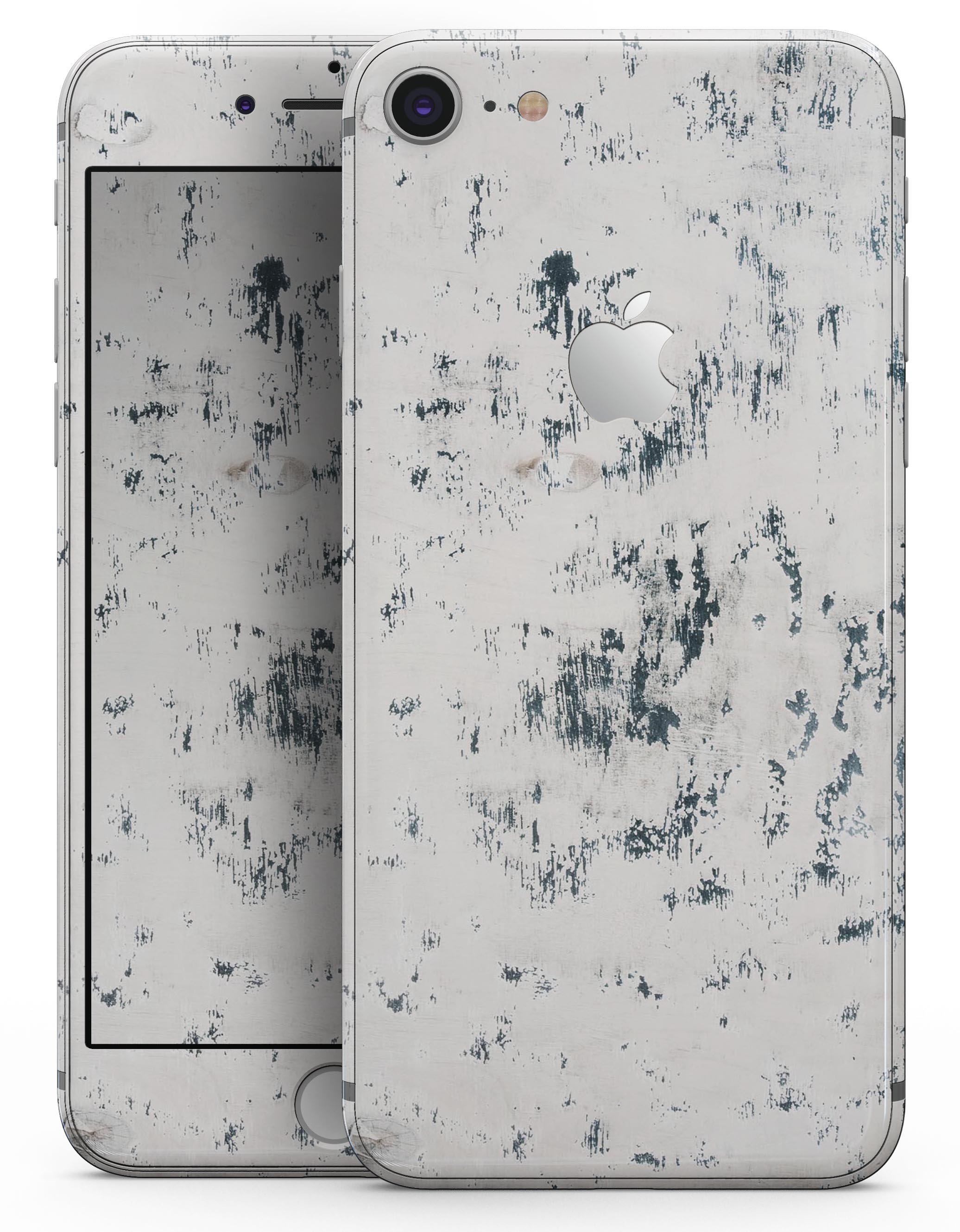 Chipped White Painted Surface Skin-kit for iPhone 8 or 8 Plus, showcasing a stylish design with a premium vinyl finish.