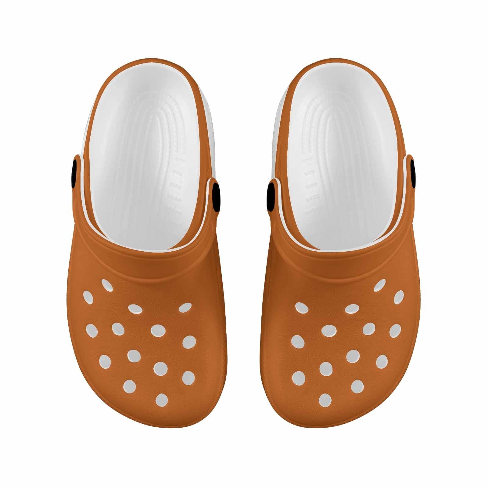 Cinnamon brown clogs designed for youth, featuring a slip-on design and cushioned sole for comfort and support.