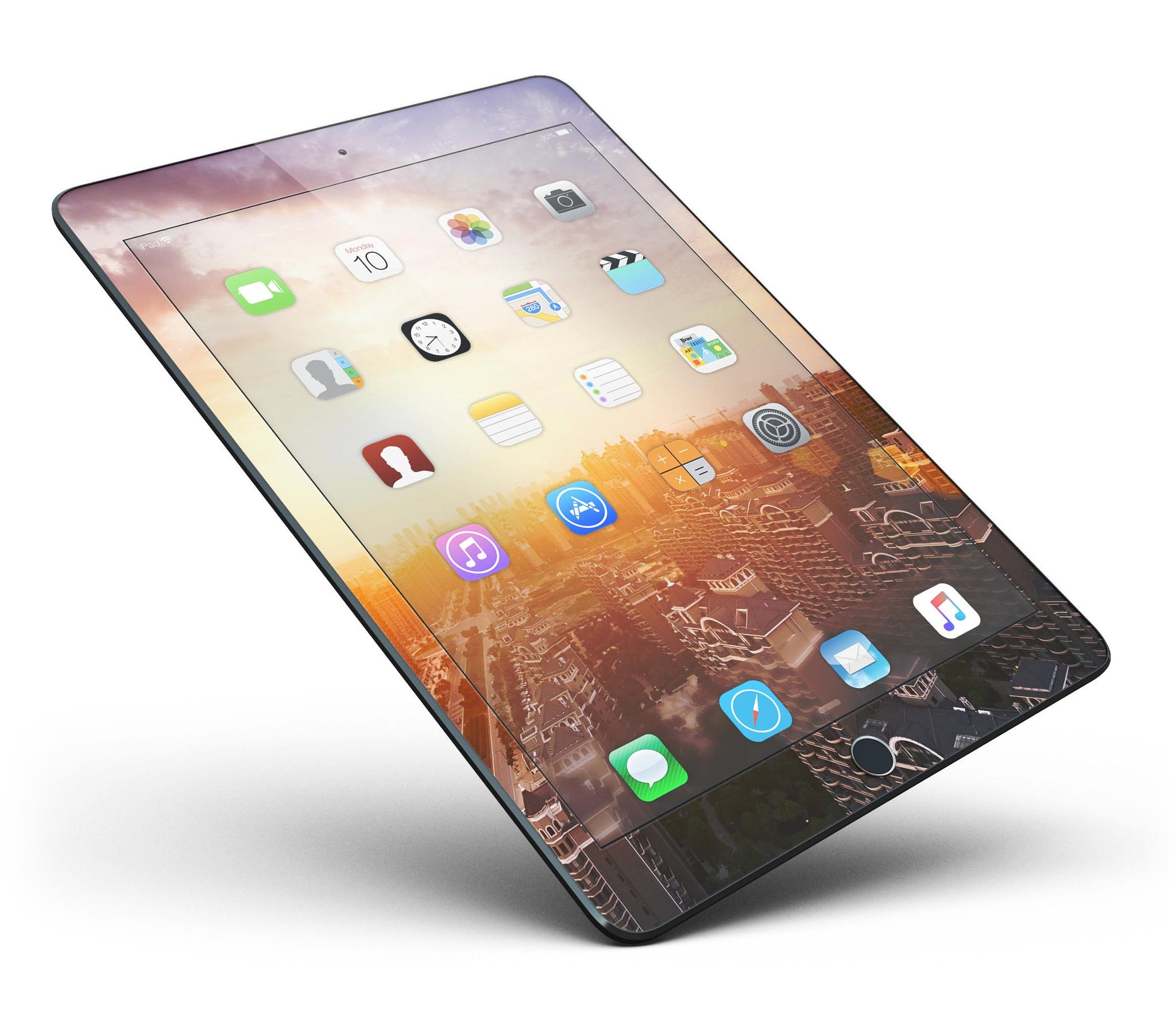 Cityscape at Sunset Full Body Skin for iPad Pro, showcasing vibrant colors and a sleek design that fits perfectly on the device.