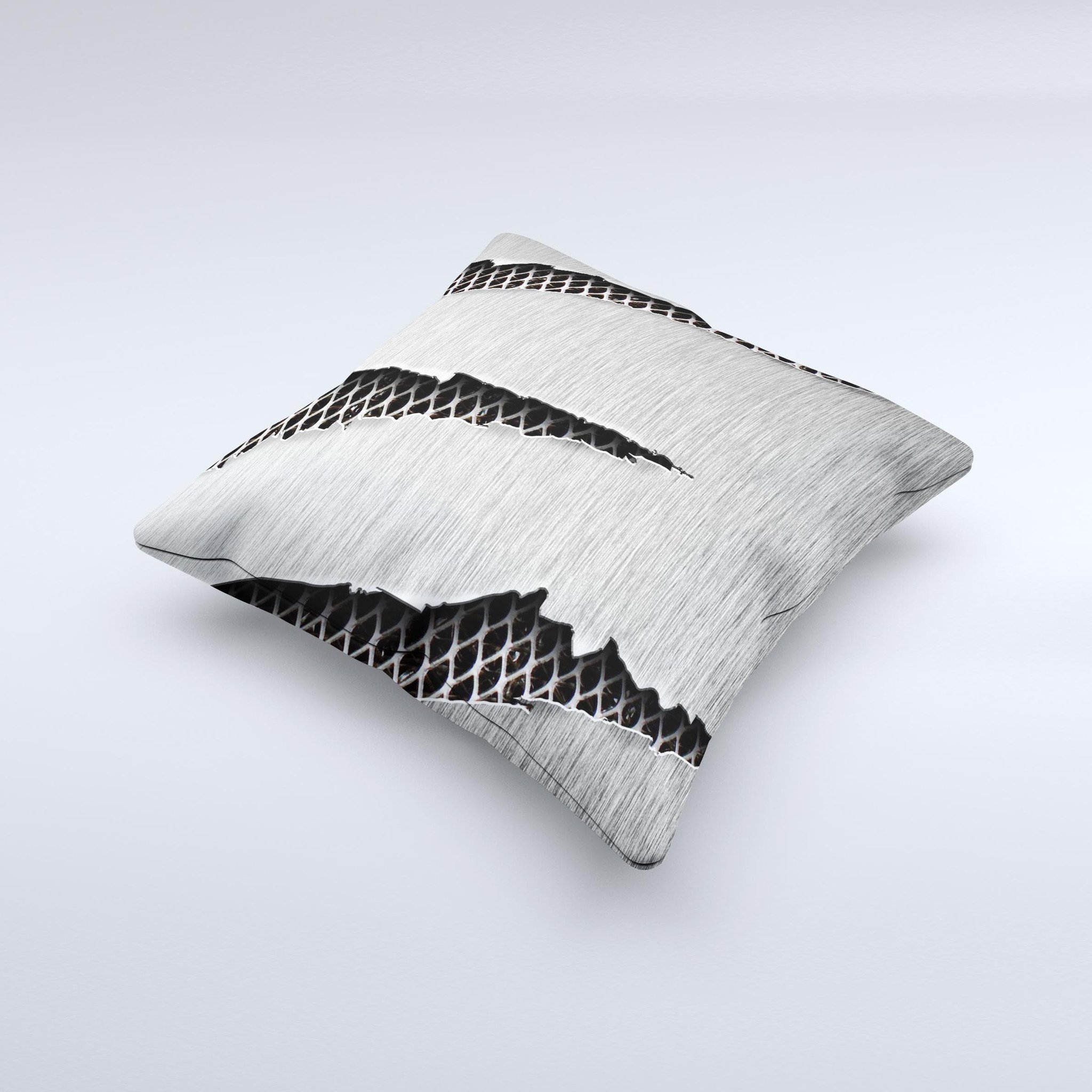 Clawed Metal Sheet Ink-Fuzed Decorative Throw Pillow showcasing unique handcrafted design with high thread count fabric.