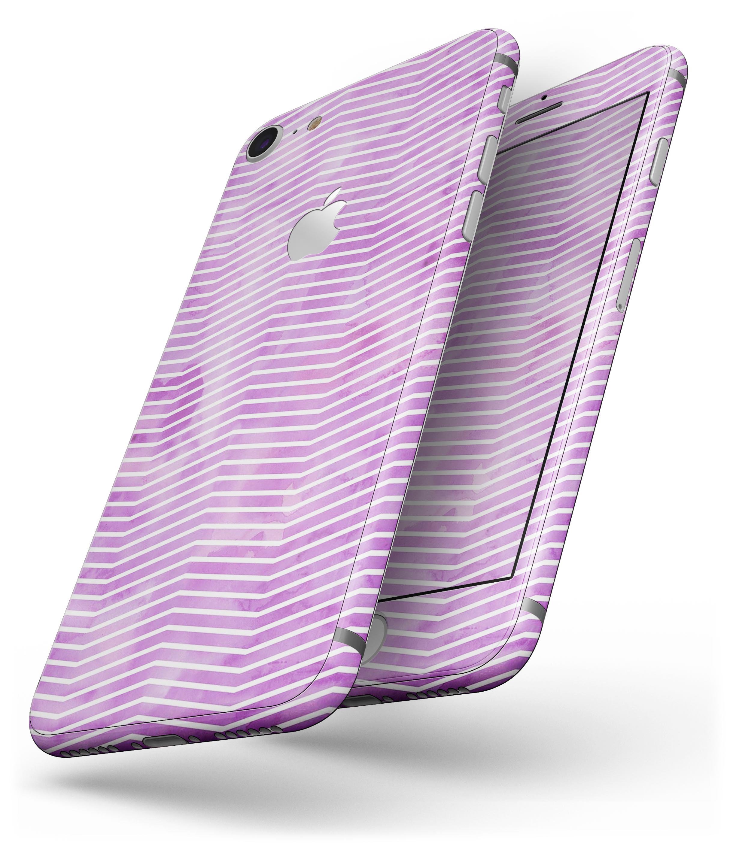 Clouded Purple Grunge Over White Chevron Skin-Kit for iPhone 8, showcasing vibrant colors and modern design.