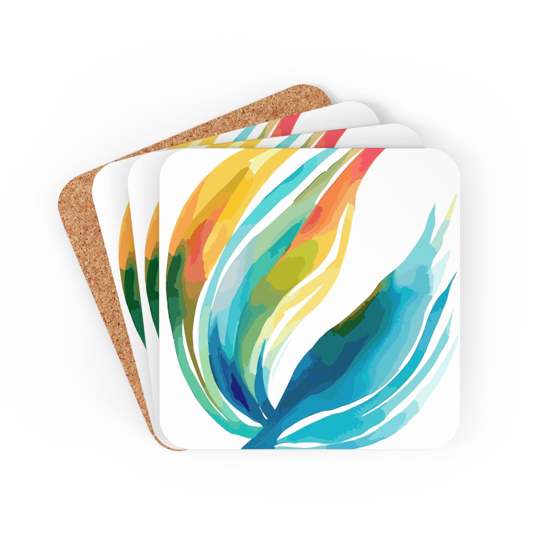 A stylish set of 4 square coasters featuring a Strength and Courage design, made from neoprene rubber with cork backing.