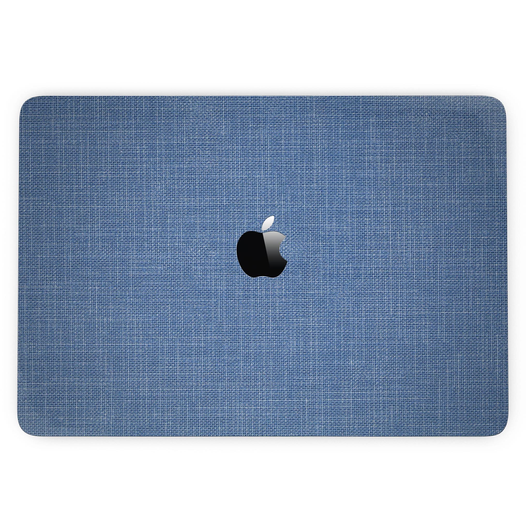 Cobalt Scratched Fabric Surface Skin Kit for MacBook Pro with Touch Bar, showcasing its stylish design and premium vinyl material.