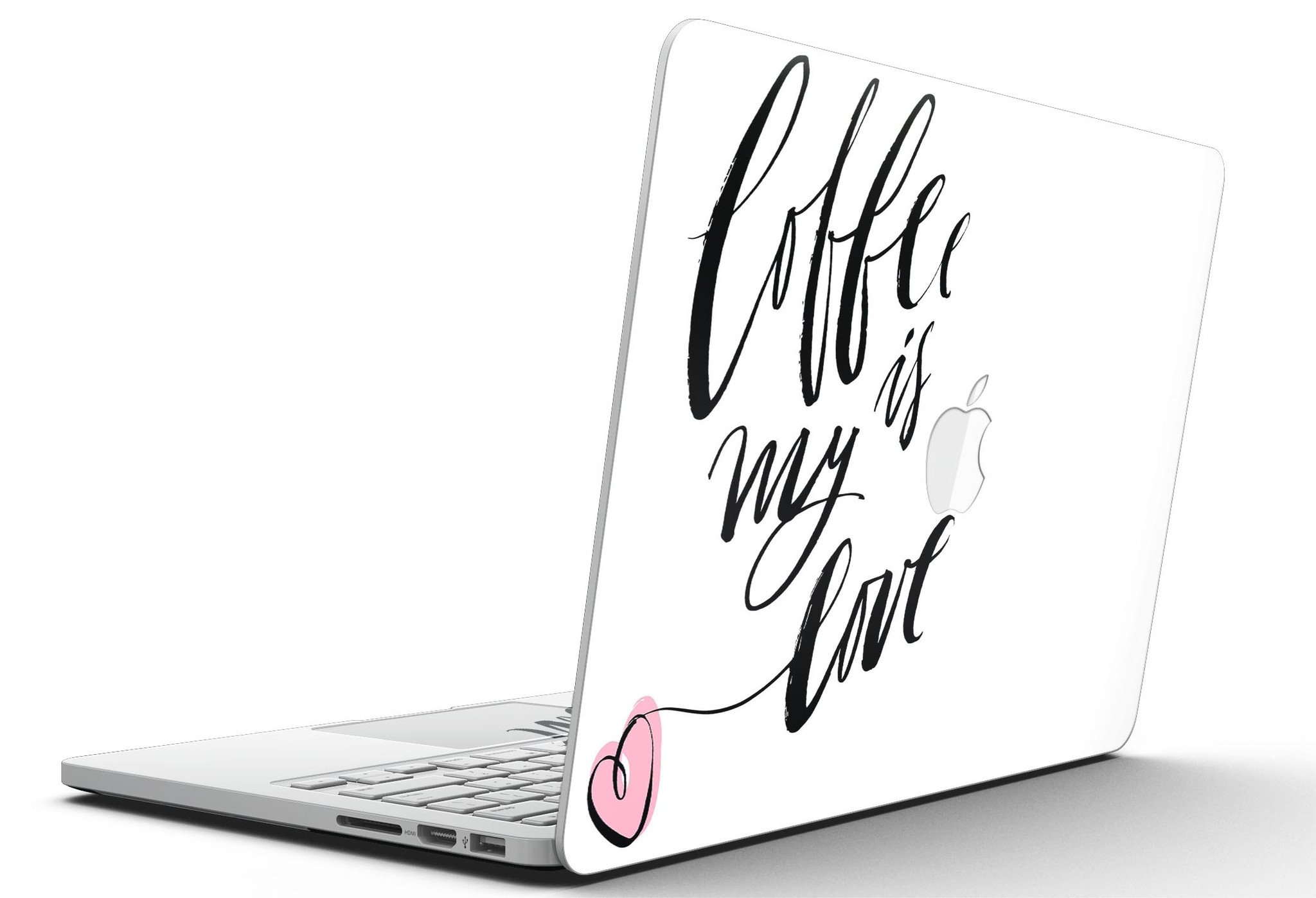 Coffee is My Love MacBook Pro skin featuring a stylish design, made from premium vinyl for durability and protection.