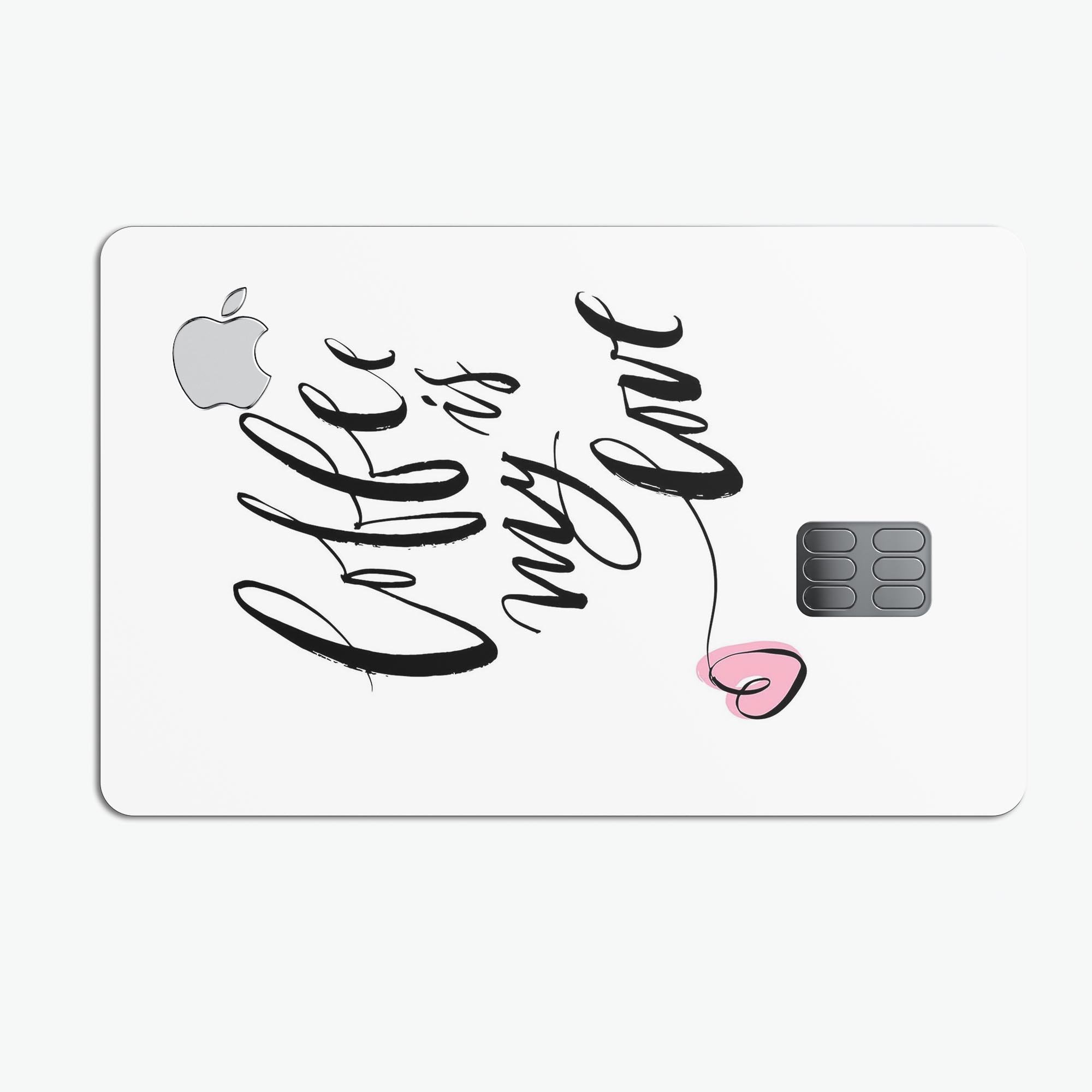 Coffee is My Love Premium Protective Decal Skin-Kit for Apple Card, showcasing a stylish design and high-quality vinyl material.