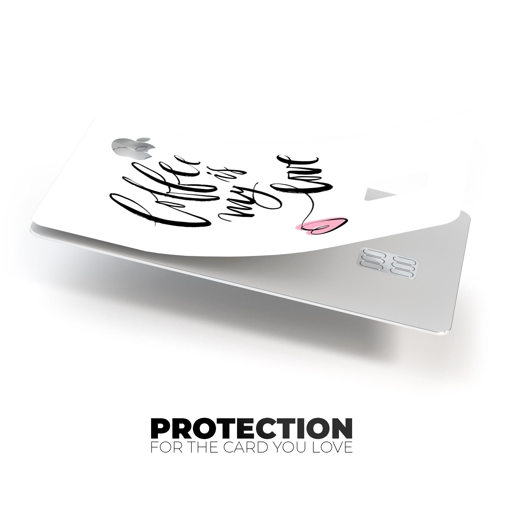 Coffee is My Love Premium Protective Decal Skin-Kit for Apple Card, showcasing a stylish design and high-quality vinyl material.