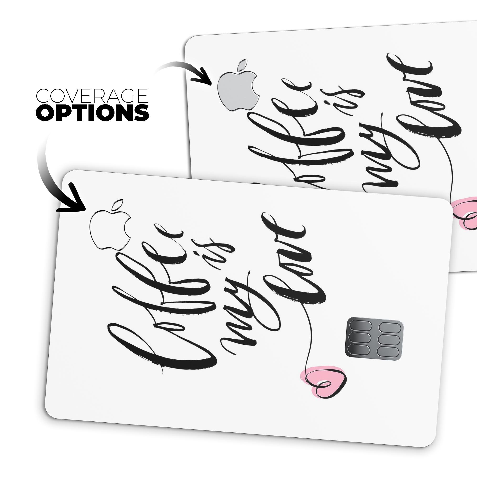 Coffee is My Love Premium Protective Decal Skin-Kit for Apple Card, showcasing a stylish design and high-quality vinyl material.