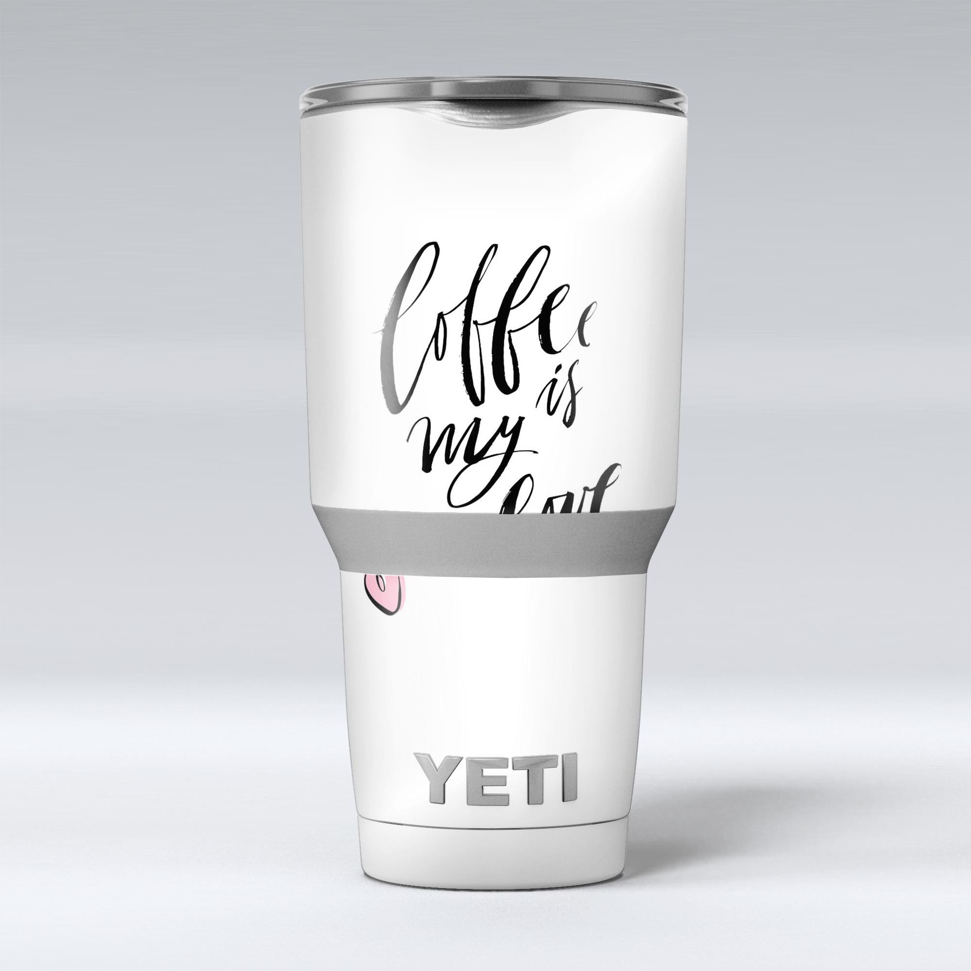 Coffee is My Love skin decal vinyl wrap kit for Yeti Coolers, showcasing a stylish coffee-themed design for personalization and protection.
