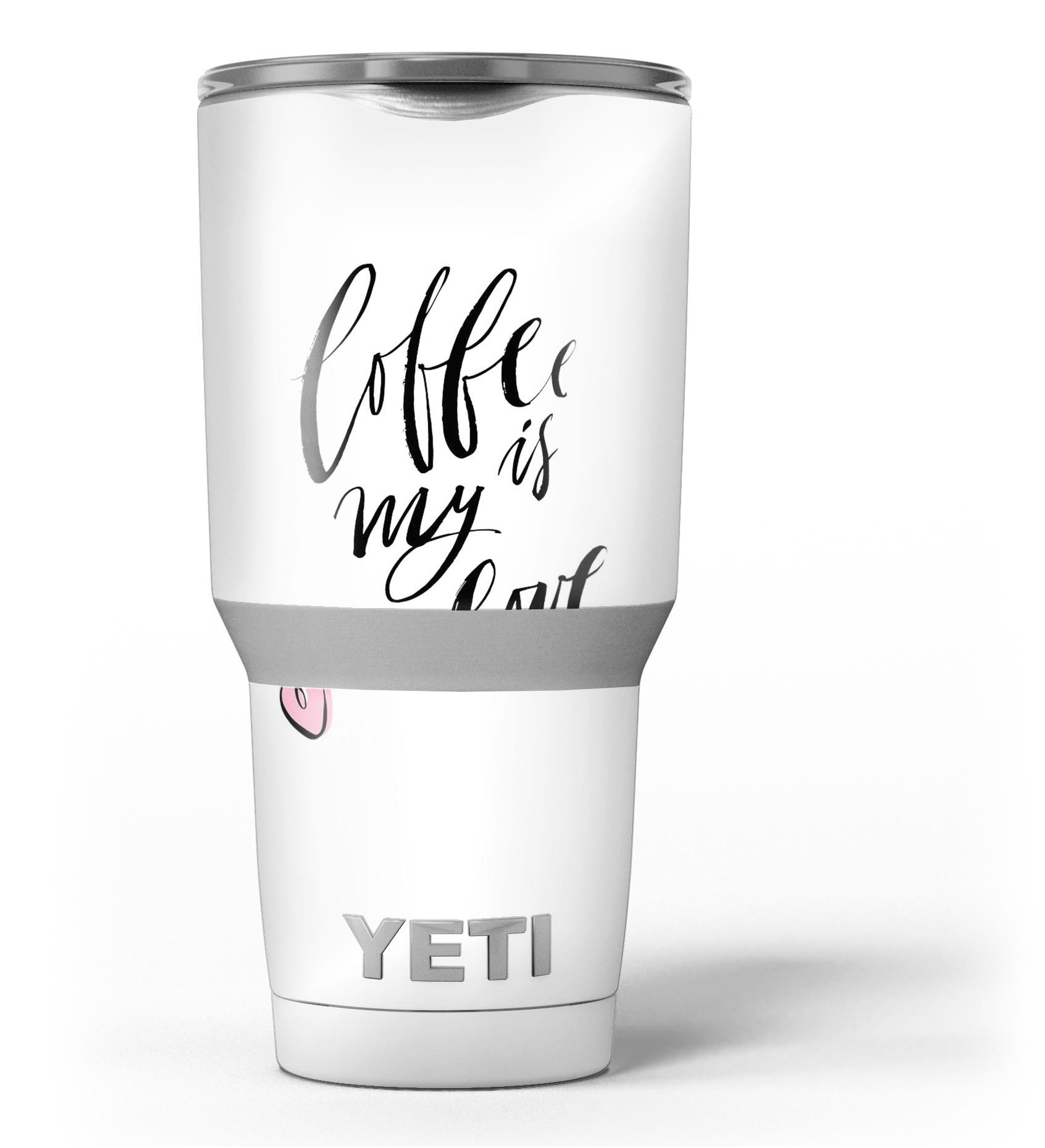 Coffee is My Love skin decal vinyl wrap kit for Yeti Coolers, showcasing a stylish coffee-themed design for personalization and protection.