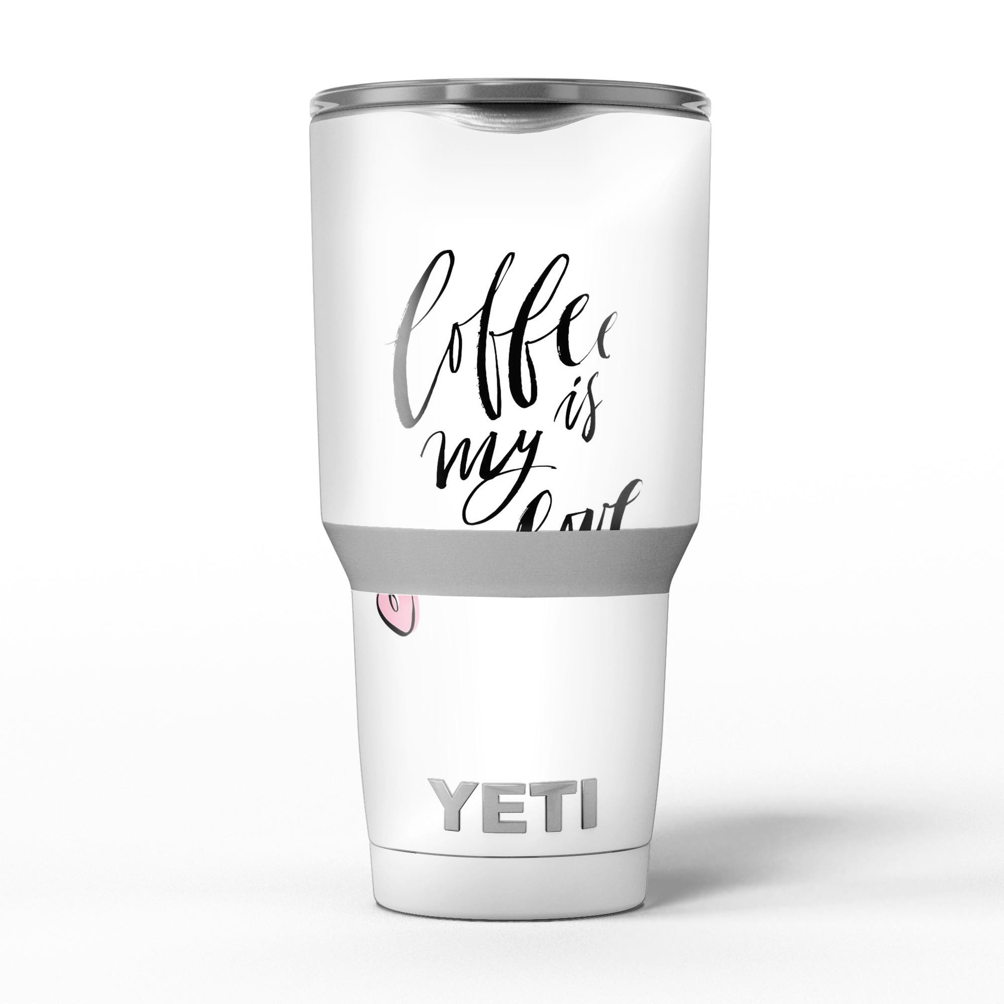 Coffee is My Love skin decal vinyl wrap kit for Yeti Coolers, showcasing a stylish coffee-themed design for personalization and protection.