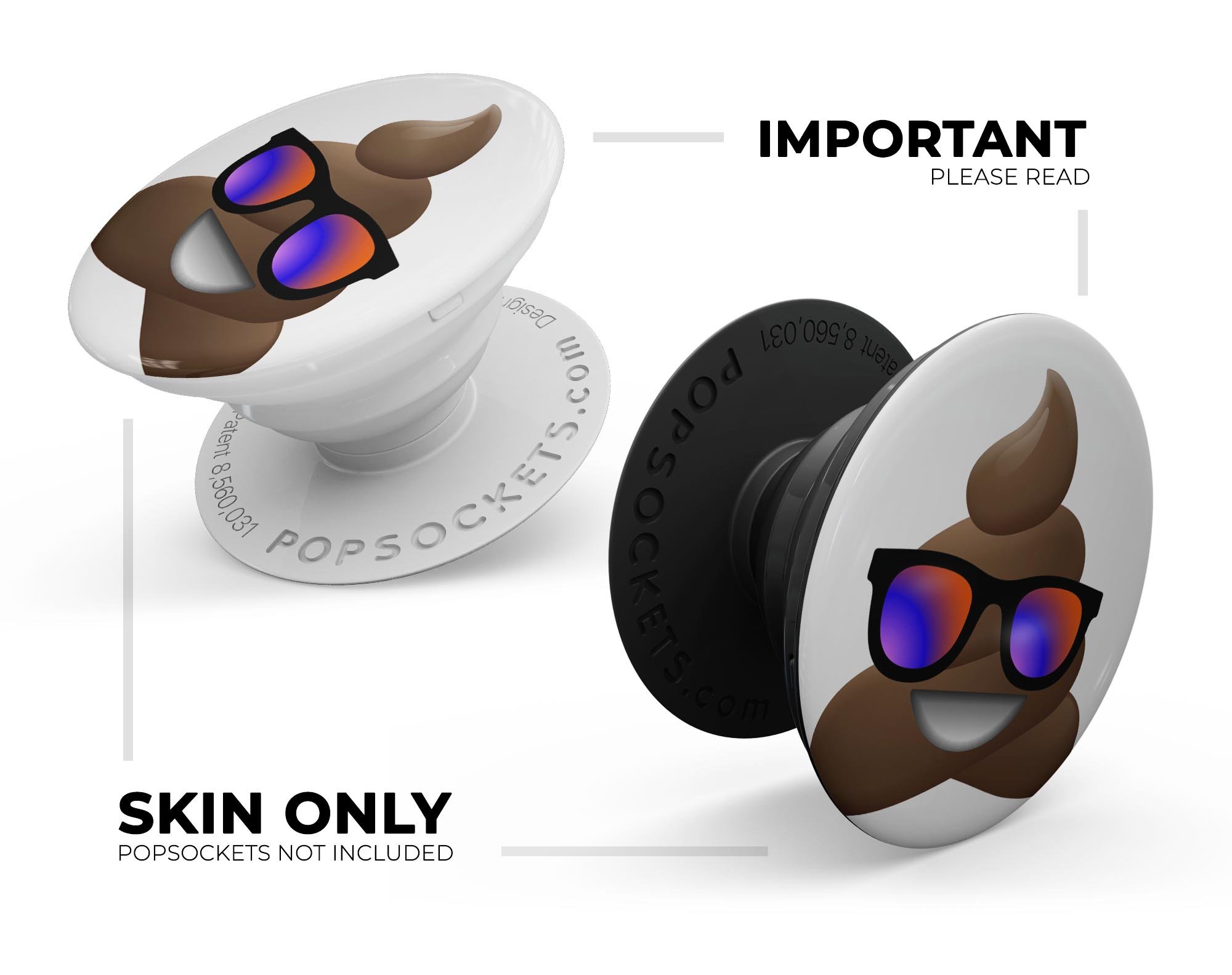 Cool v2 Emoticon Emoji Skin Kit for PopSockets, featuring vibrant emoticon designs on a premium vinyl surface.
