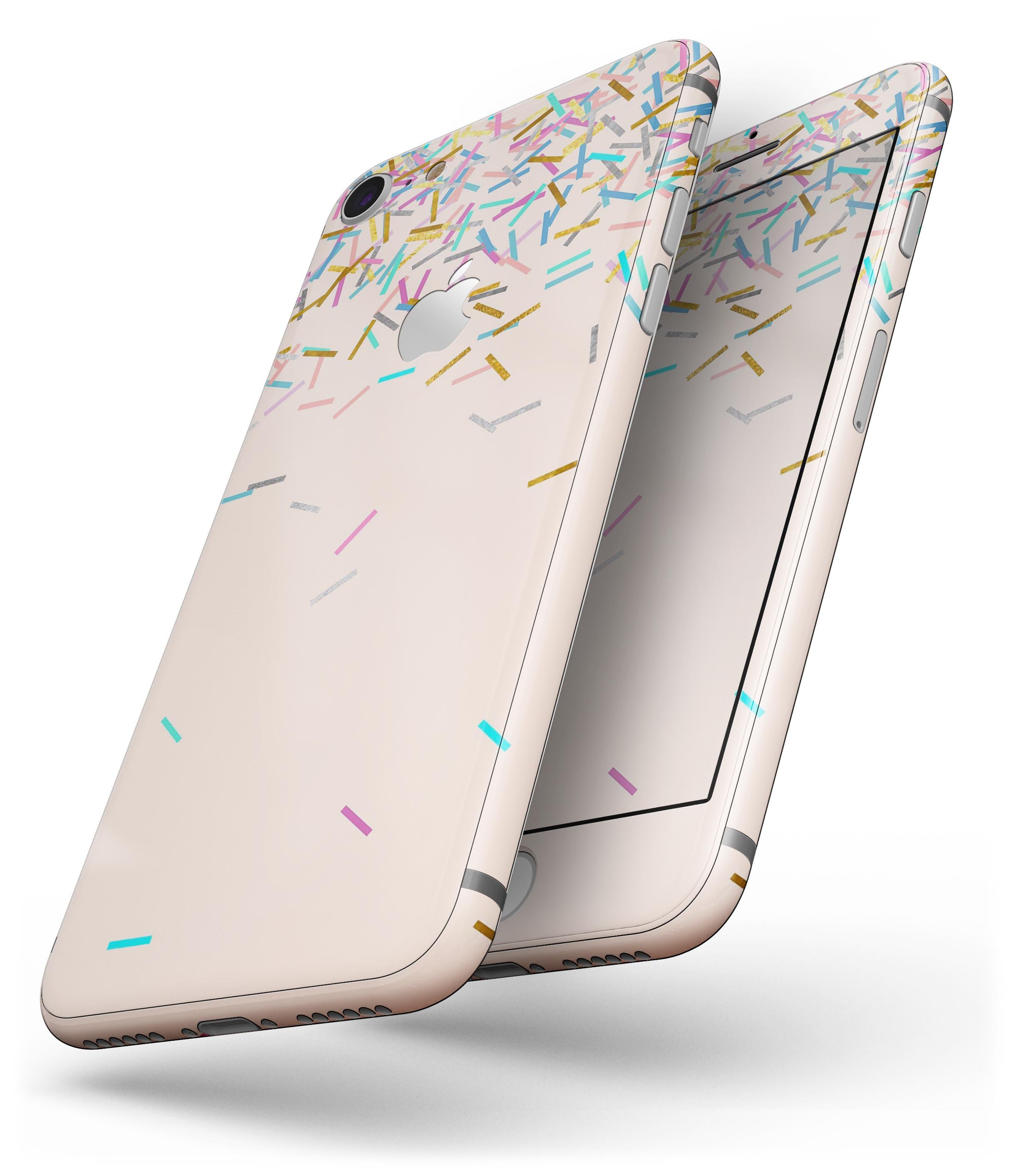 Colorful Candy Sticks skin for iPhone 8 or 8 Plus, featuring vibrant candy stick design over apricot background.