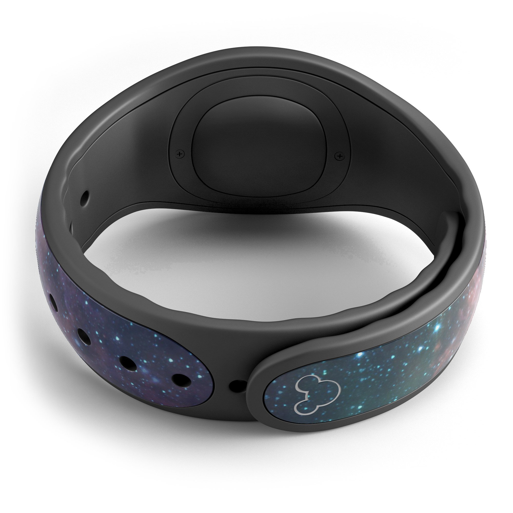 Colorful Deep Space Nebula decal skin wrap kit for Disney Magic Band, showcasing vibrant cosmic design and high-quality finish.