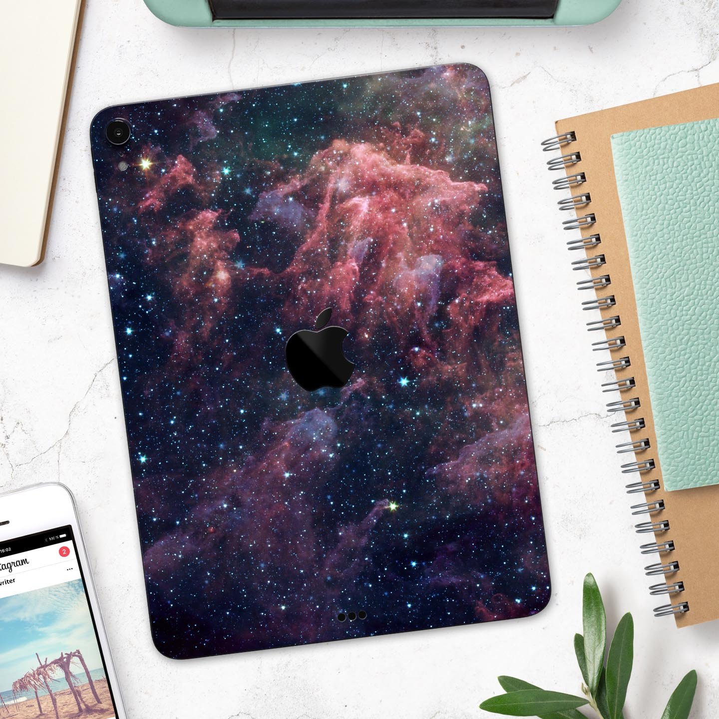Colorful Deep Space Nebula skin decal for Apple iPad, showcasing vibrant cosmic design and premium finish.